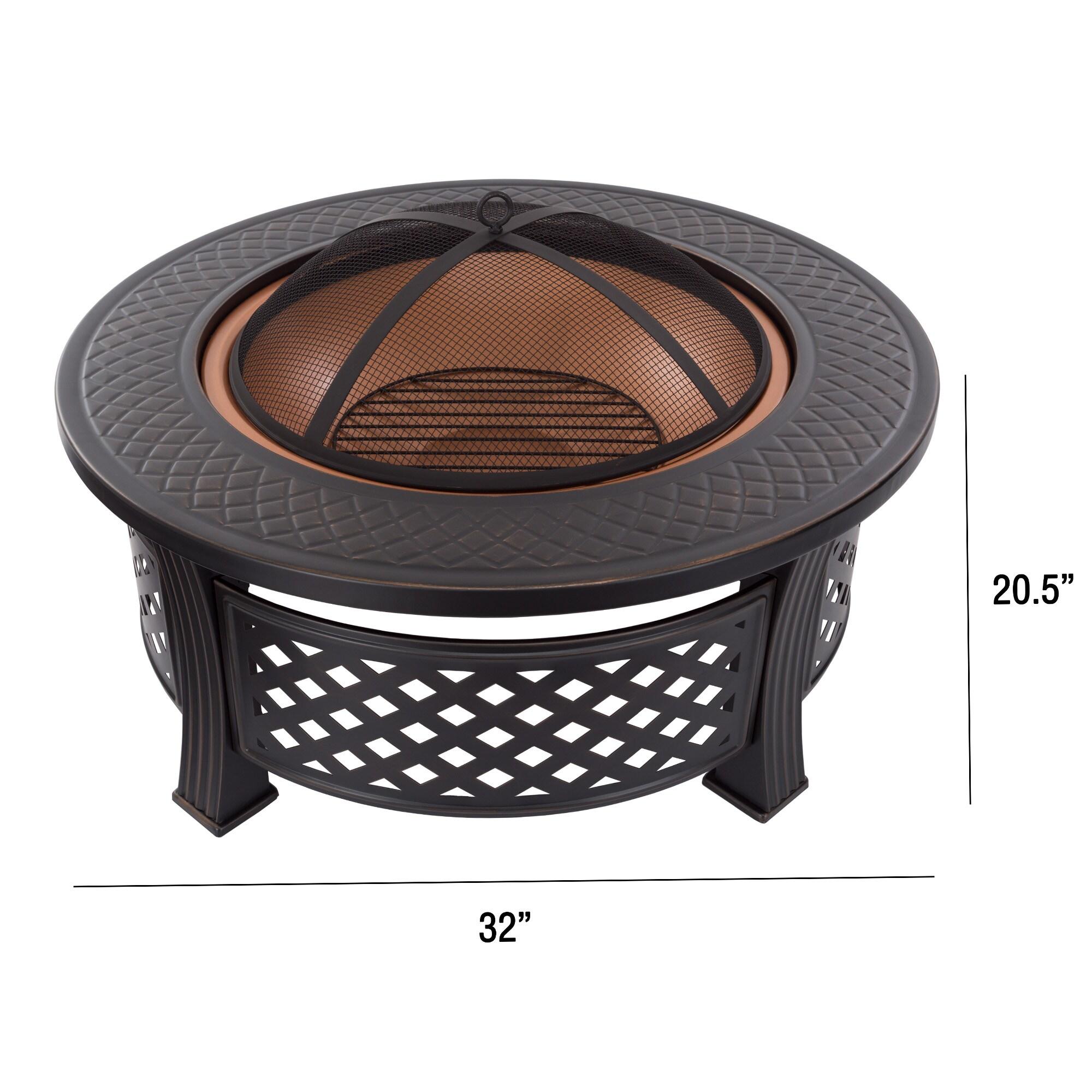 Nature Spring Wood-Burning Round Steel Patio Ring Fire Pit - 32",