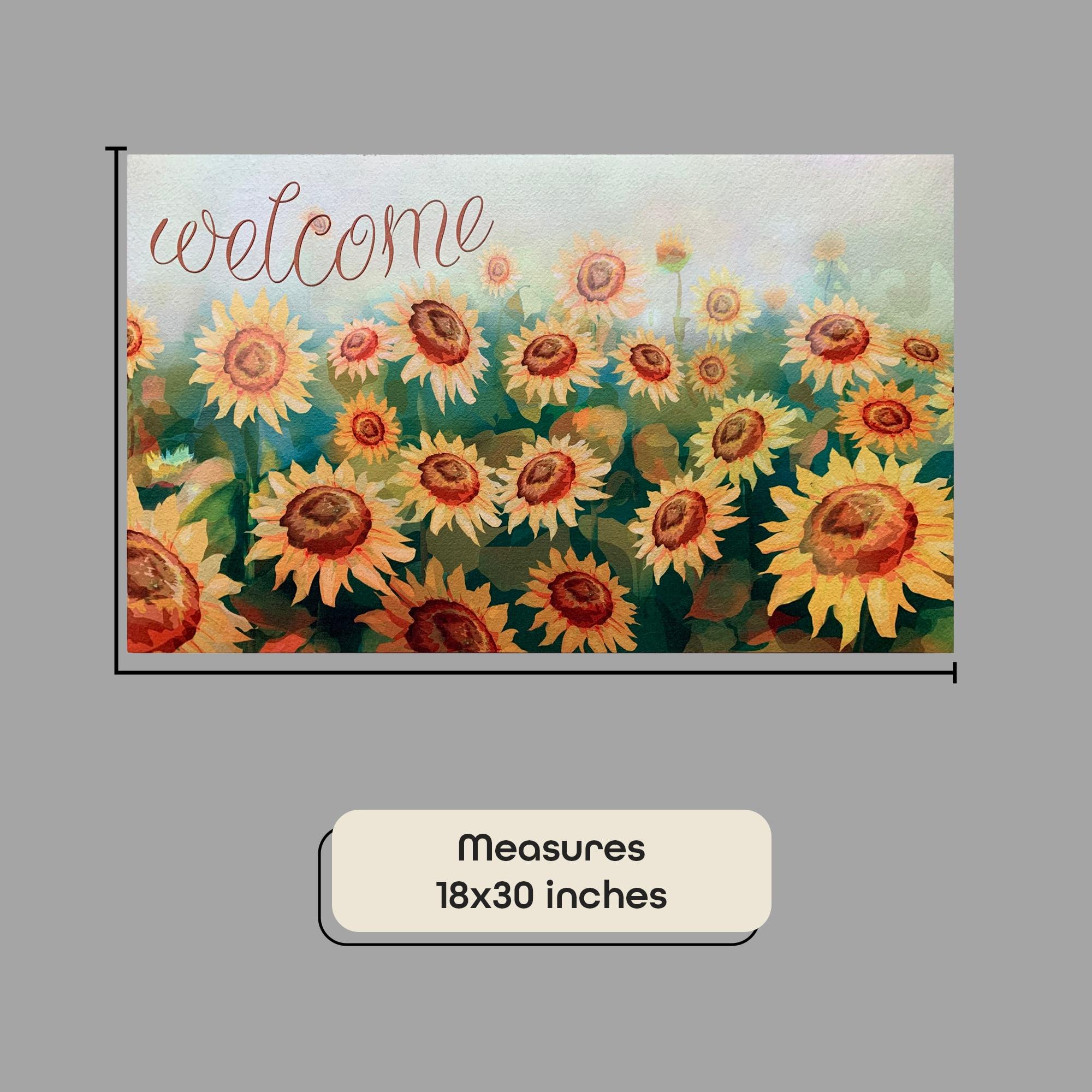Achim Welcome Rubber Outdoor Doormat, Sunflower Field, 18" x 30"