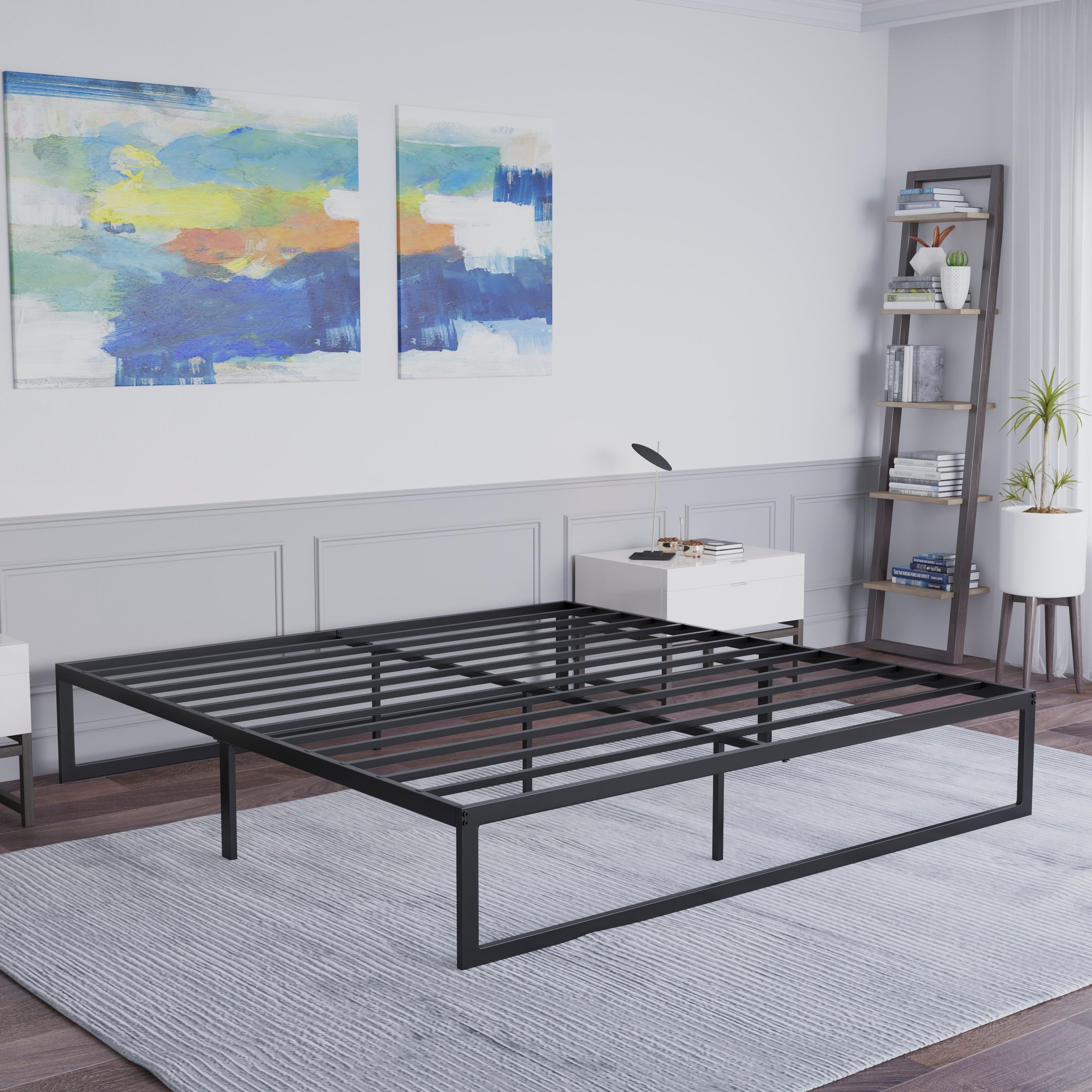 Flash Furniture Modern Steel Platform Bed Frame, Black, King