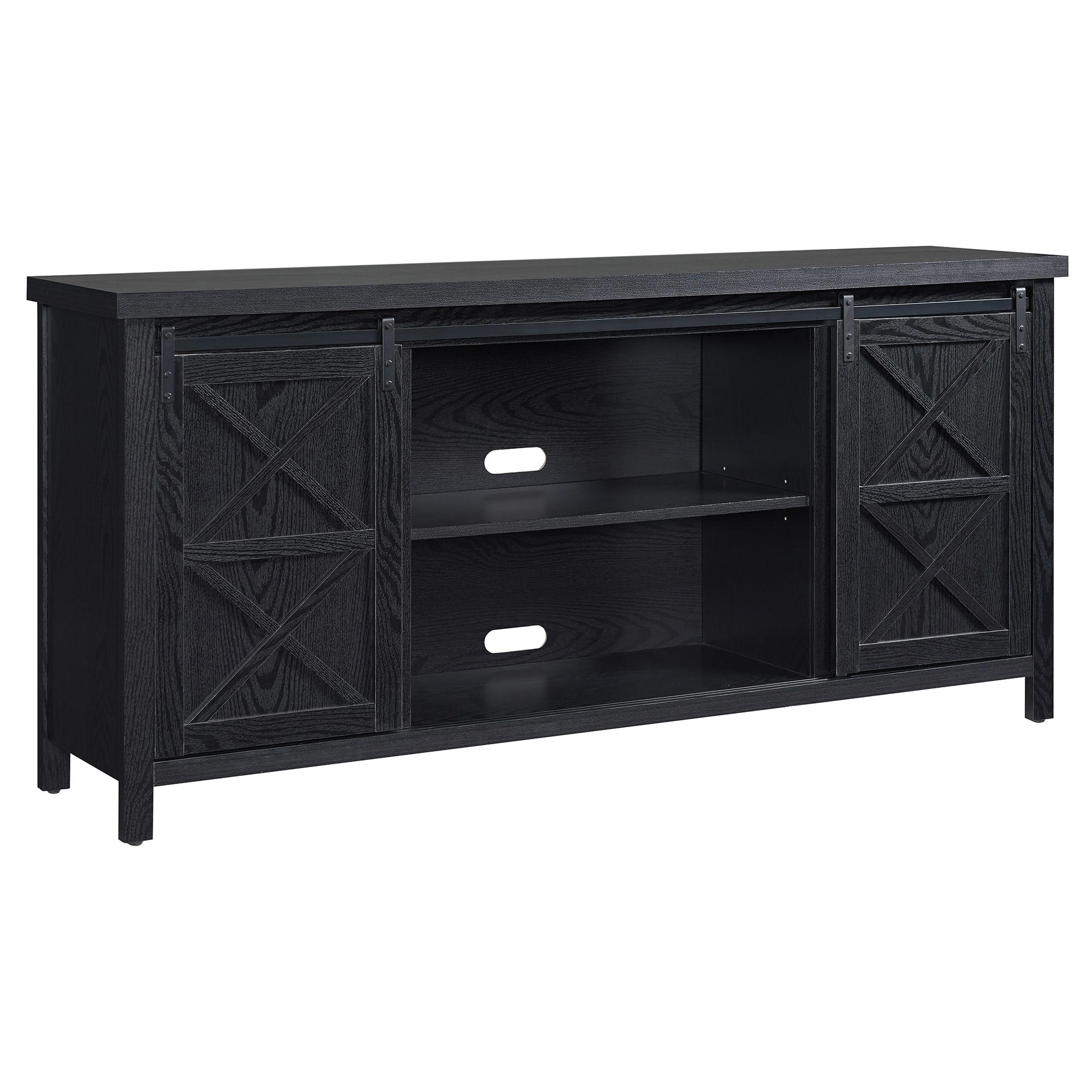 Evelyn&Zoe Elmwood Rectangular TV Stand for TV's up to 75", Black Grain