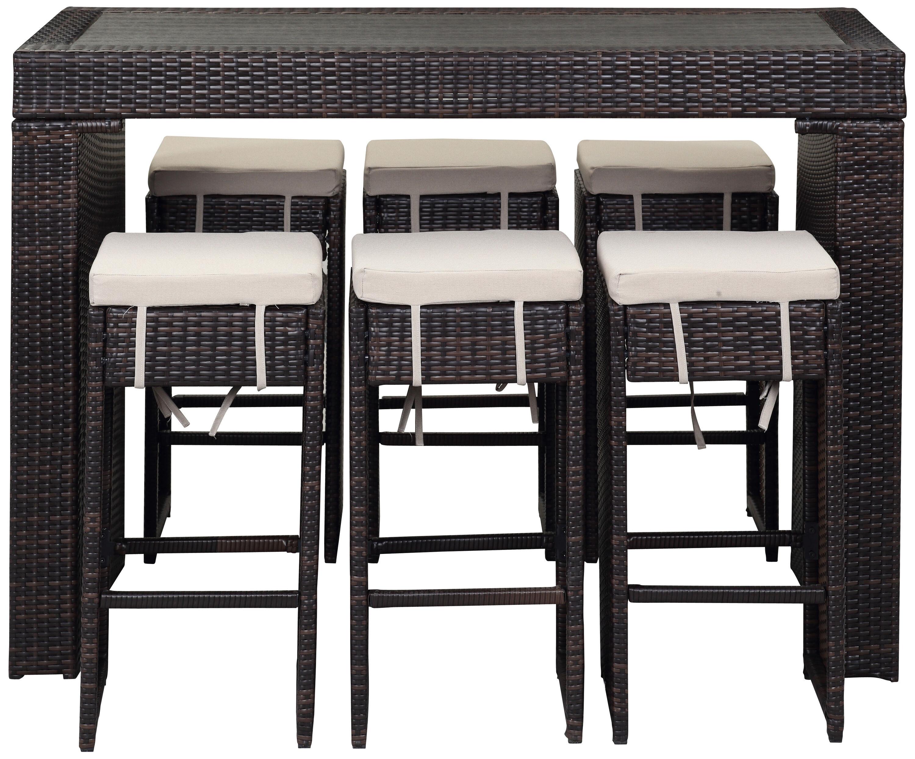 Sanders Outdoor Bar Set - Titanium/Sand - Safavieh