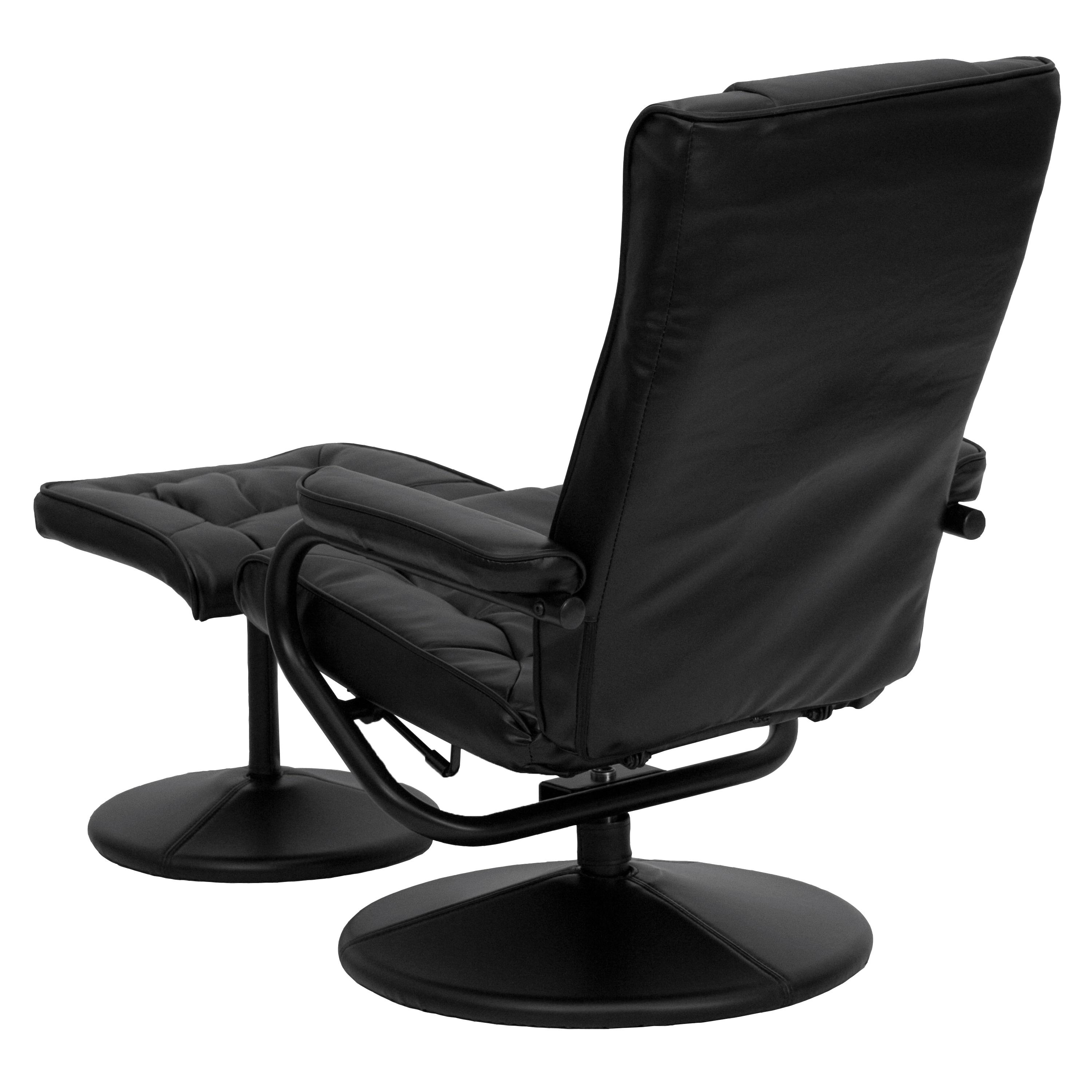 Flash Furniture Rachel Contemporary Multi-Position LeatherSoft Recliner Chair with Ottoman, Black
