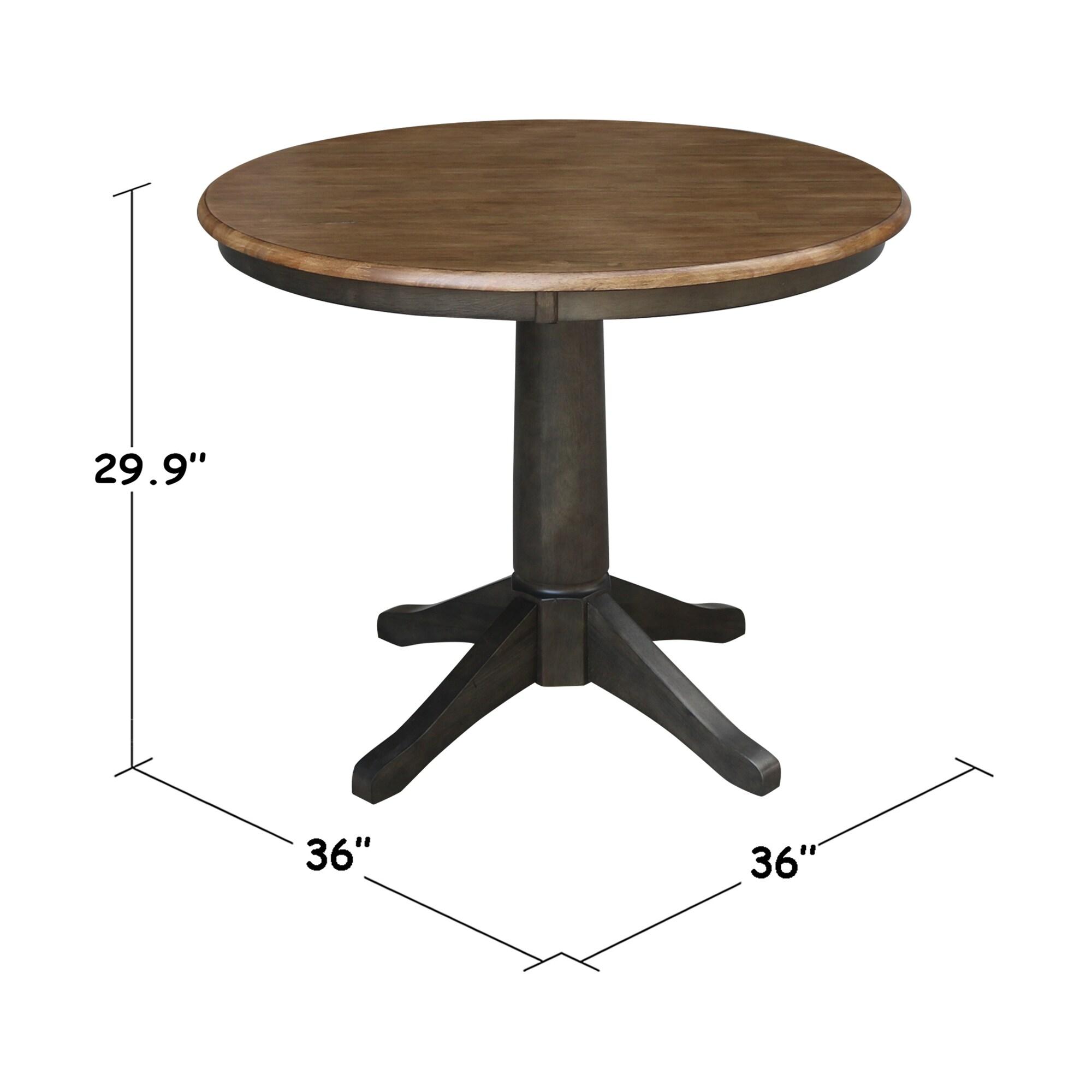 29" Dining Height Madeline Round Top Pedestal Table Hickory Brown - International Concepts: Solid Wood, Kitchen, Non-Extension