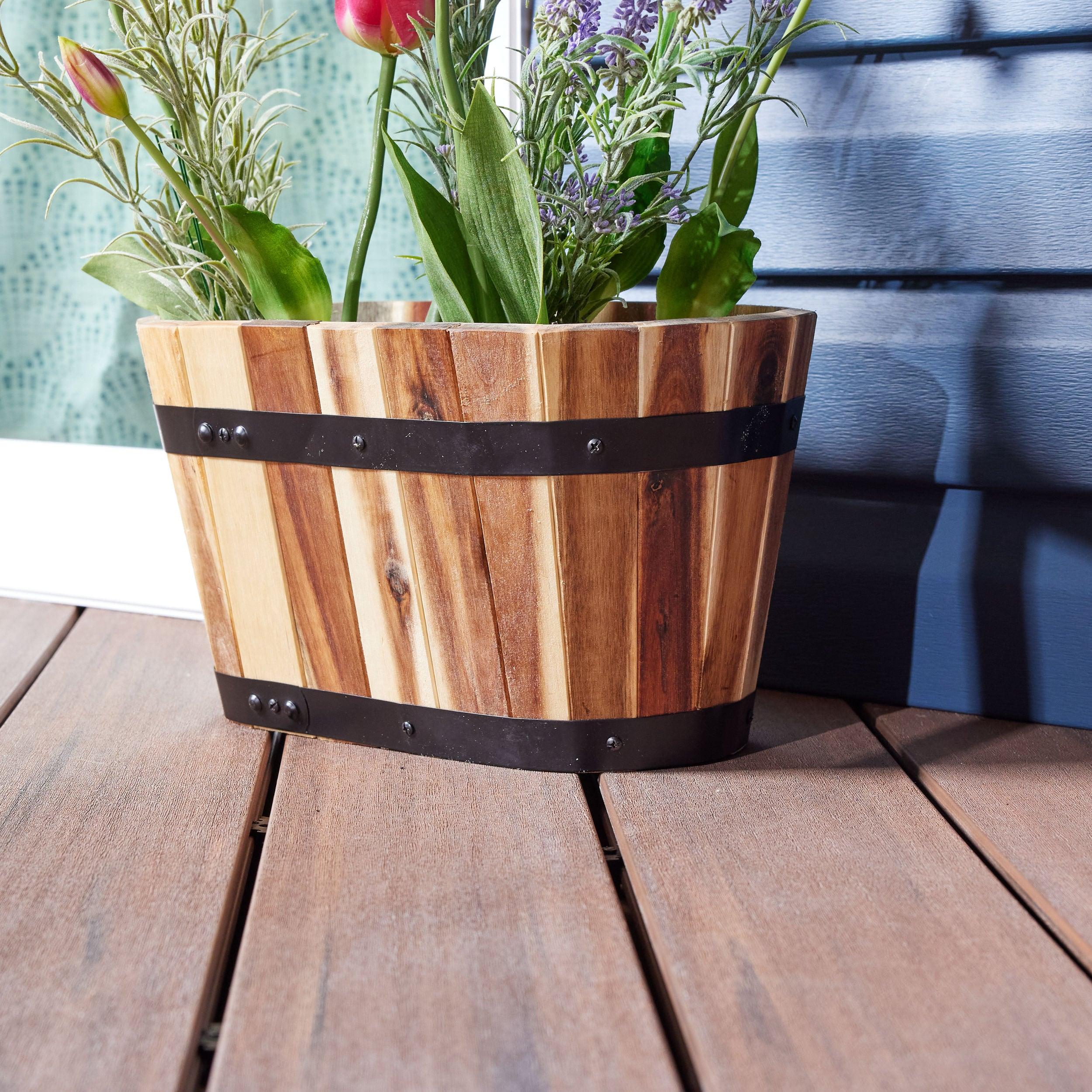 Worth Imports Inc 8" Nested Oval Wood Barrel Planter - 8