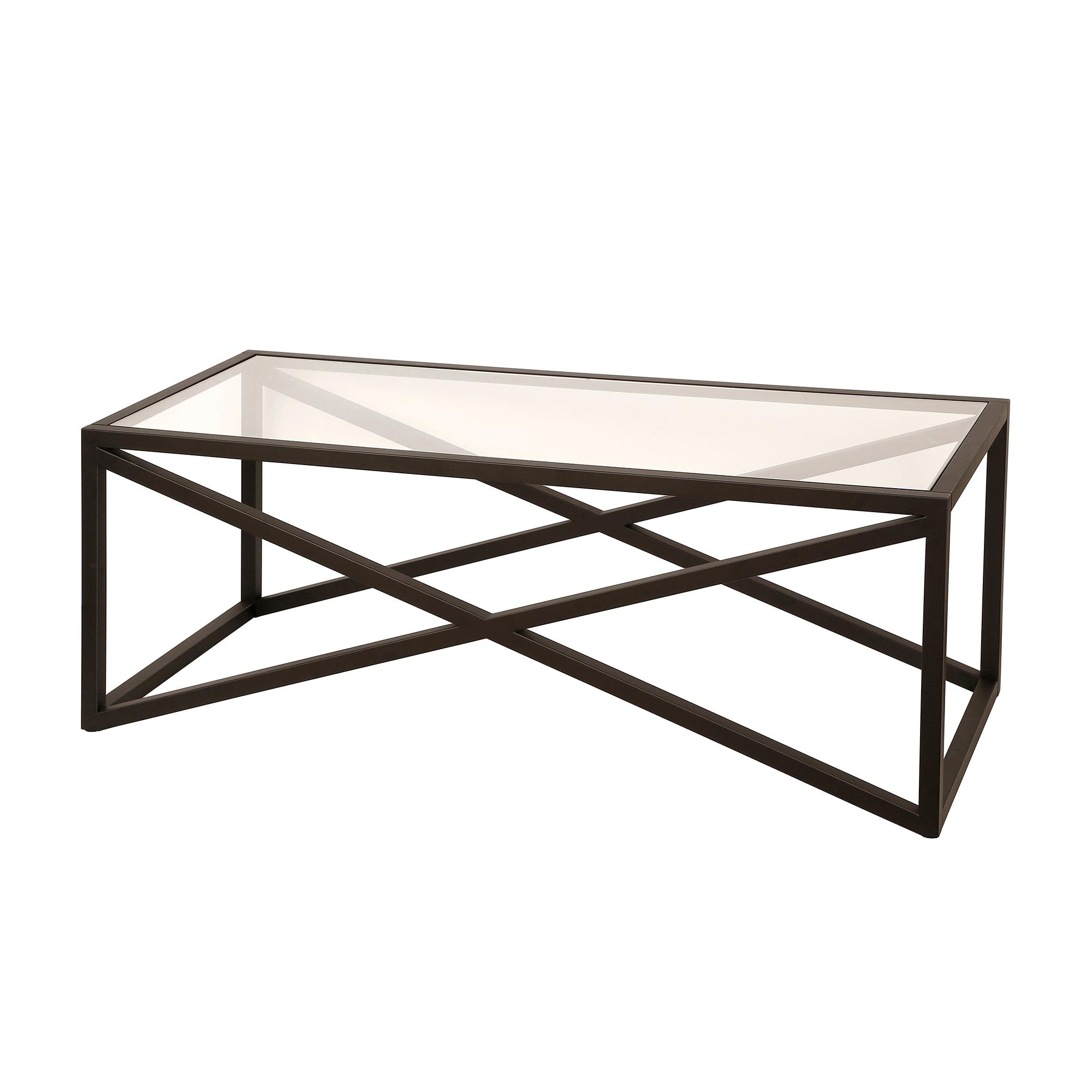 Evelyn&Zoe Calix 46" Wide Rectangular Coffee Table, Blackened Bronze