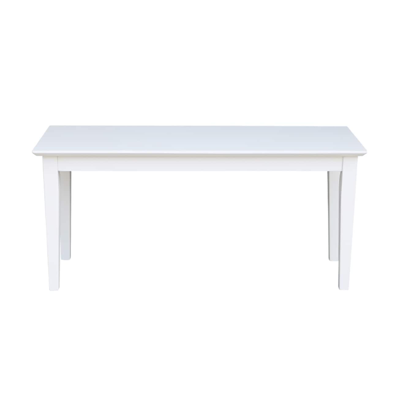 Shaker Styled Bench White - International Concepts: Solid Wood, Rectangle, Unupholstered, 400lb Capacity