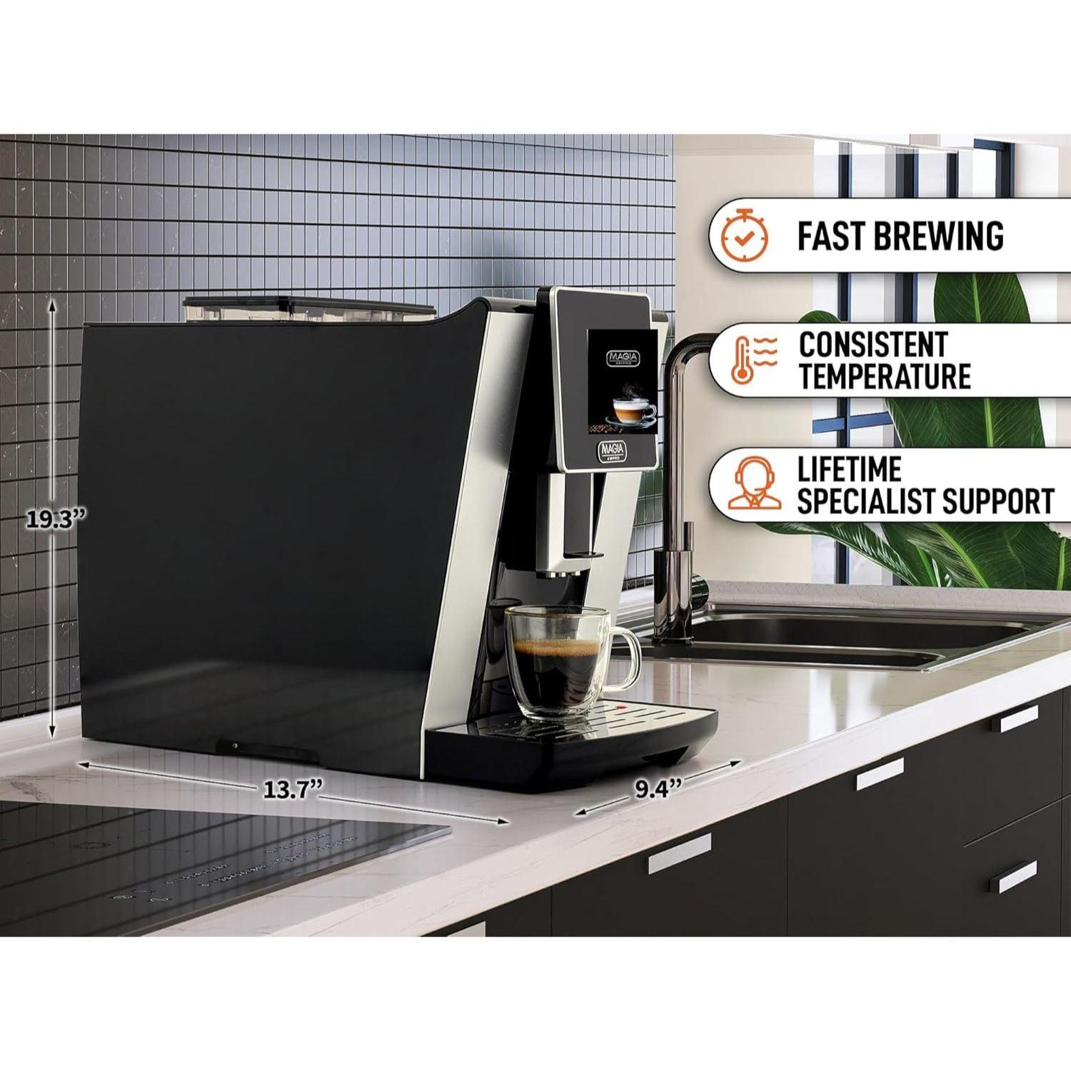 Magia AMPRO Automatic Espresso Machine with Grinder, Super Automatic Coffee Machine and Milk Frother by Zulay Kitchen