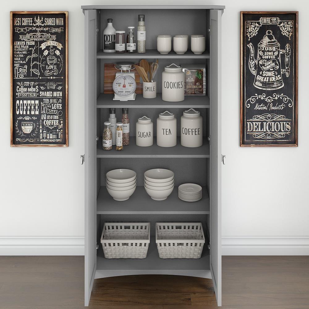 Bush Furniture Salinas Kitchen Pantry Cabinet with Doors in Cape Cod Gray