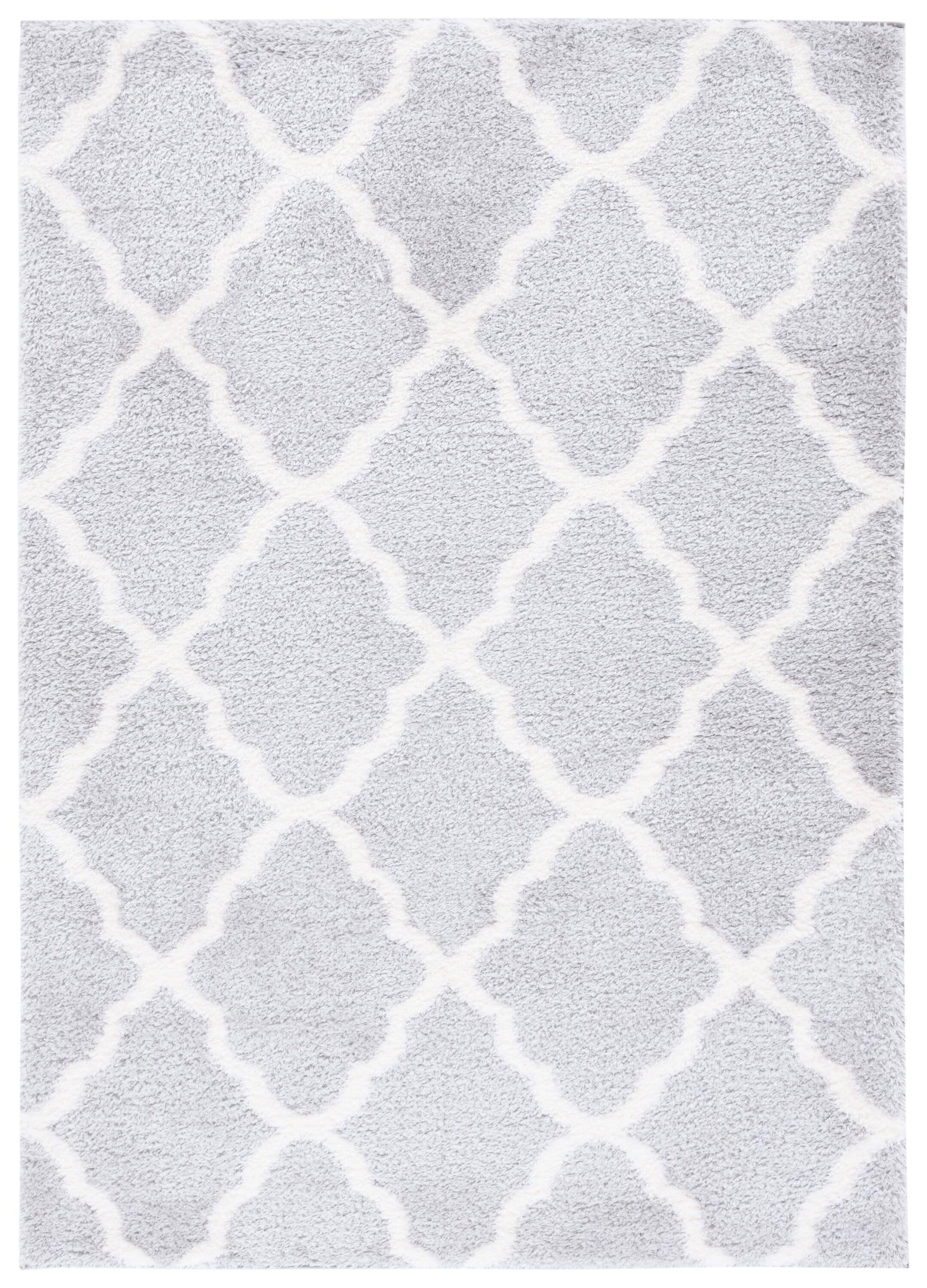 Tahoe Shag THO675 Power Loomed Indoor Area Rug - Light Grey/White - 5'x7' - Safavieh