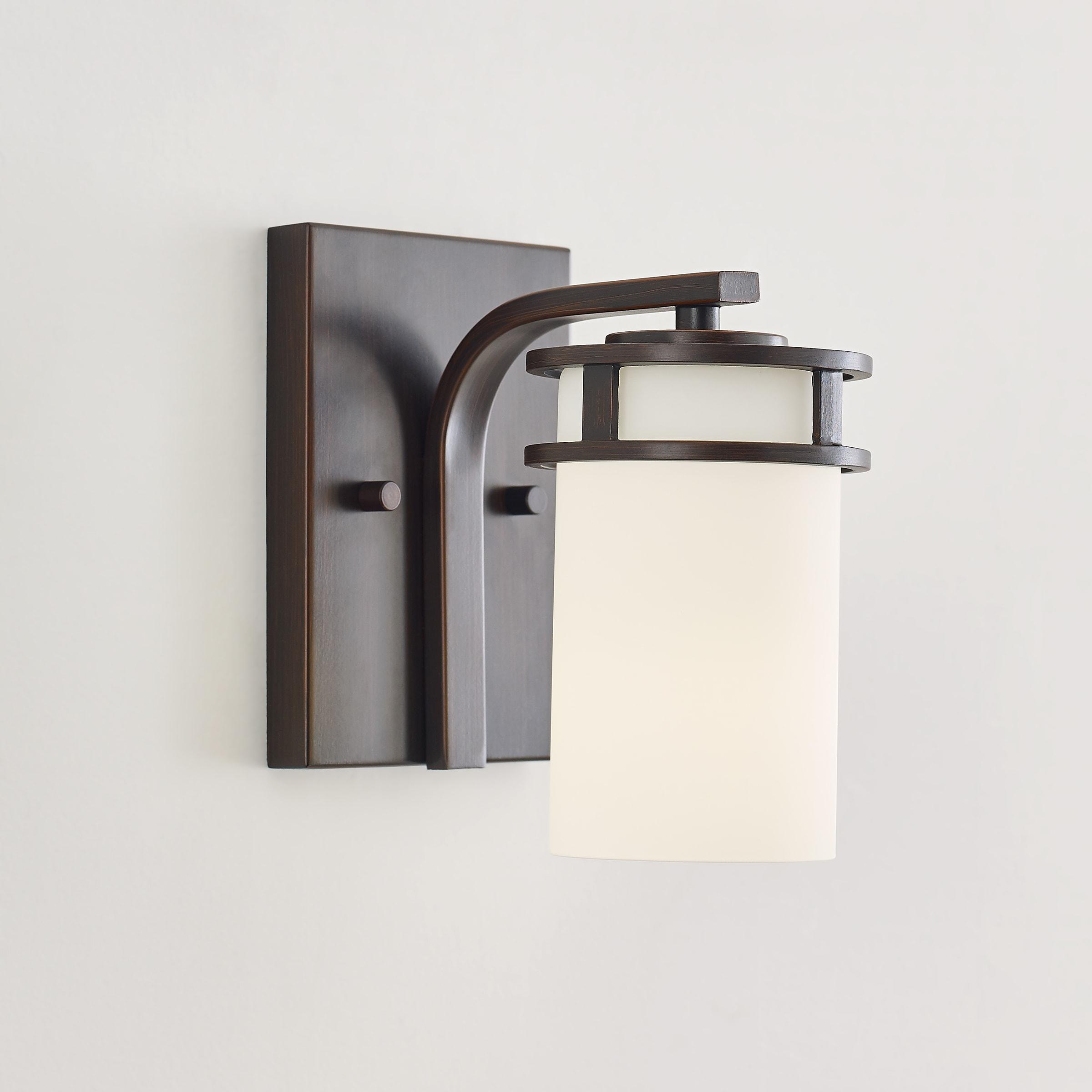 Generation Lighting 1-Light Robie Bath Fixture Wall Lamp Bronze 4121601-710, Bathroom Light Fixture for Home Decor, Vanity Light Fixture Uses A19 Standard or LED Light Bulbs