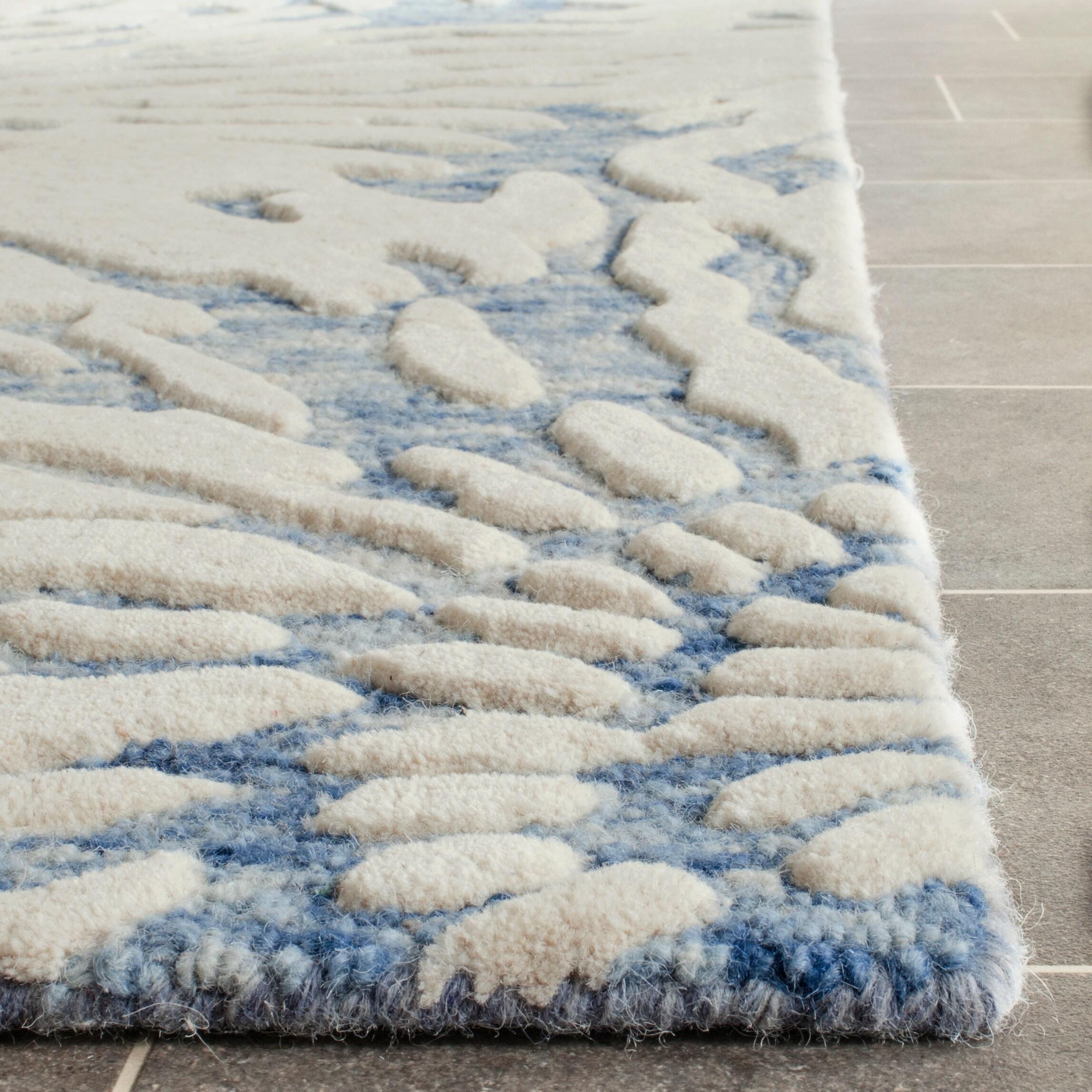 Bella BEL129 Hand Tufted Accent Rug - Dark Blue/Ivory - 2'6"x4' - Safavieh.