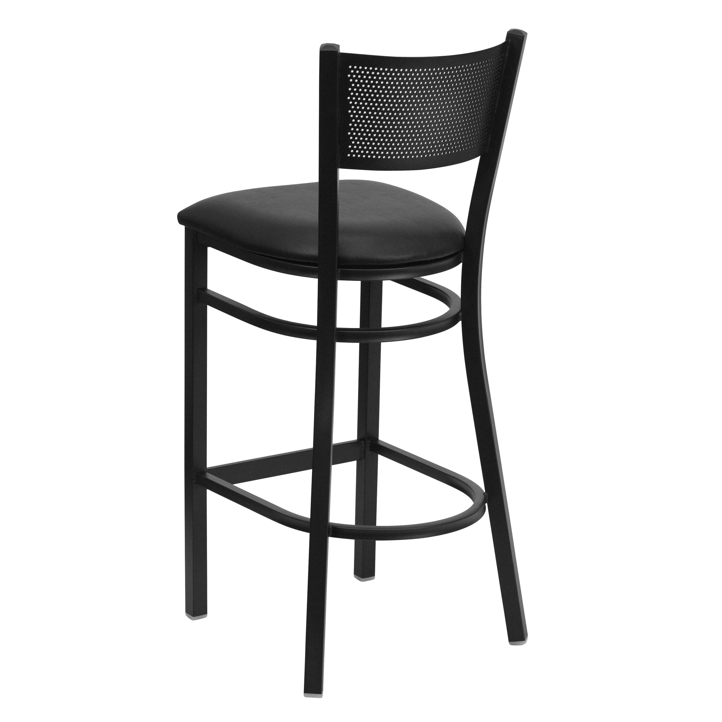 Miranda Commercial Grade Grid Back Metal Restaurant Barstool with Vinyl Seat