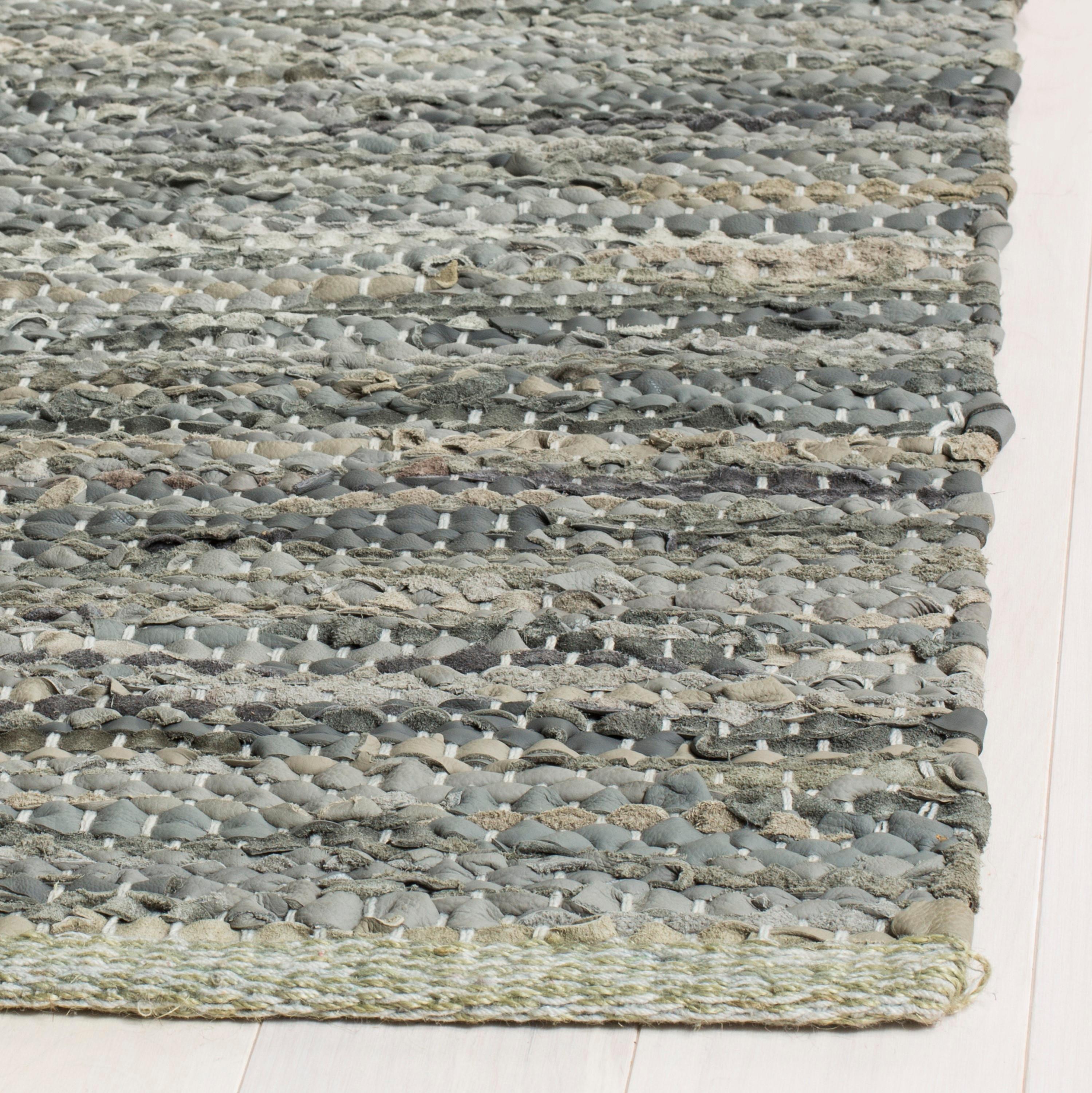 Vintage Leather VTL105 Hand Woven Indoor Runner Rug - Grey - 2'3"x6' - Safavieh.