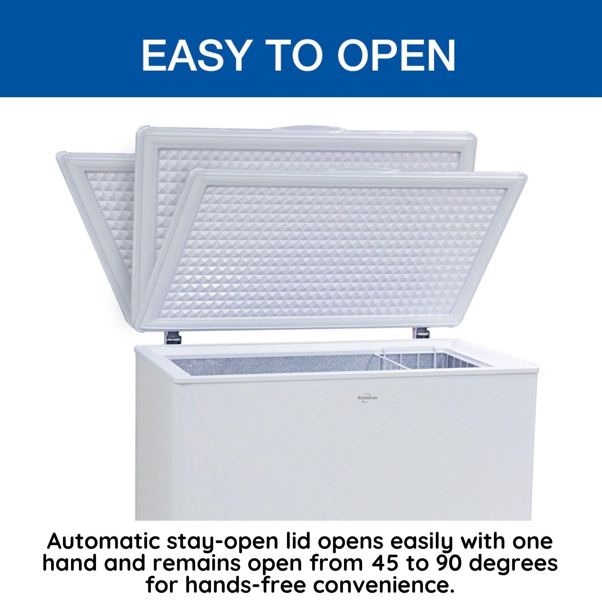 Koolatron Large Chest Freezer, 7.0 cu ft (195L),Manual Defrost Deep Freeze, Storage Basket, Space-Saving Flat Back, Stay-Open Lid, Front-Access Drain, White