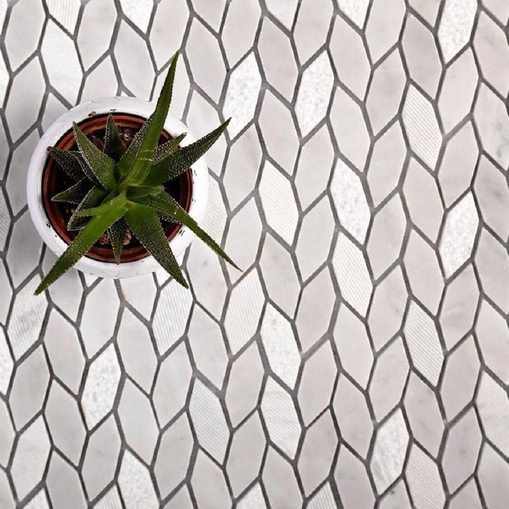 Apollo Tile 11.8 x 12 Wooden Marble Novelty Mosaic Tile