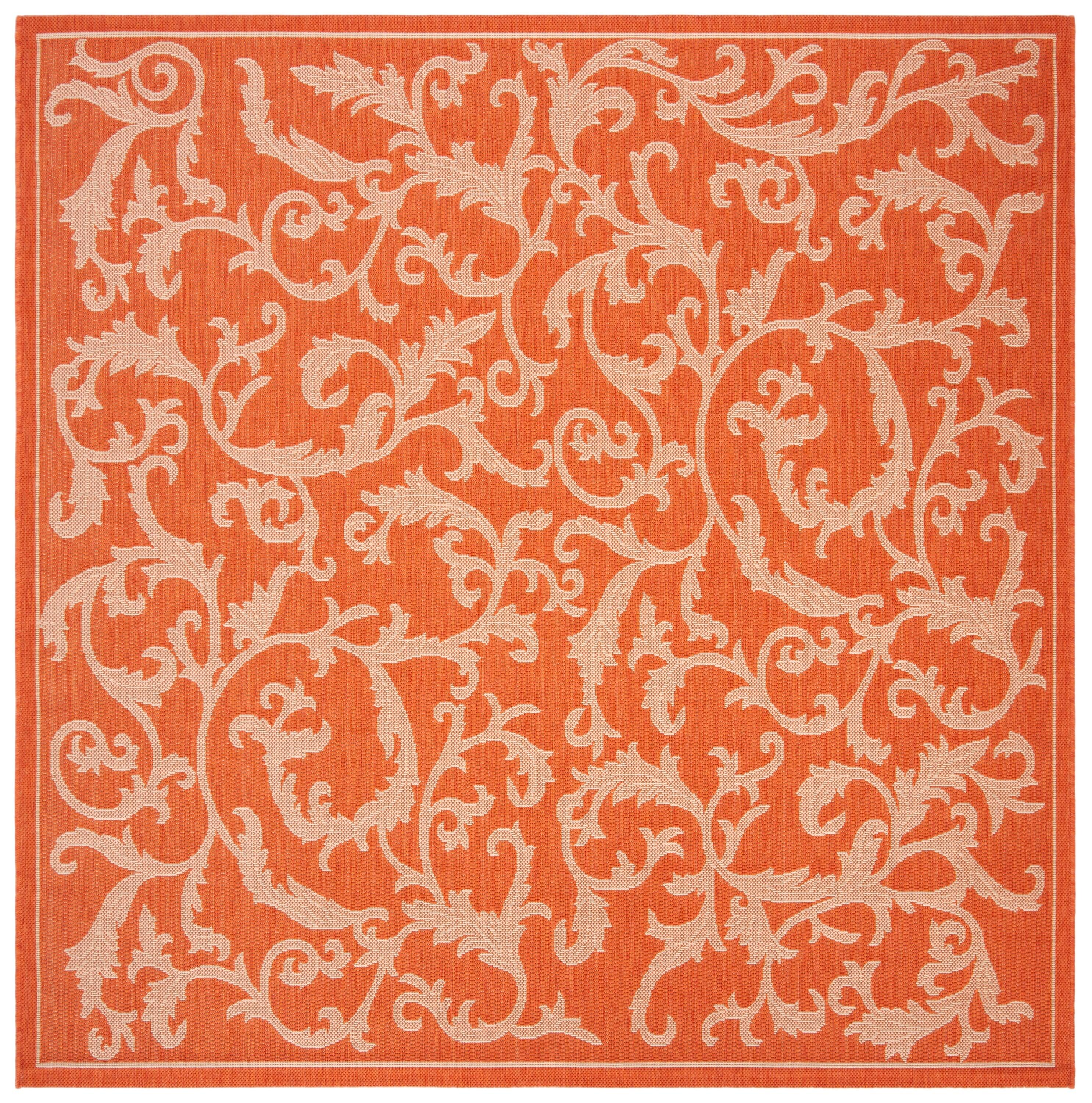 Courtyard CY2653 Power Loomed Indoor and Outdoor Area Rug - Terracotta/Natural - 6'7"x6'7" - Safavieh