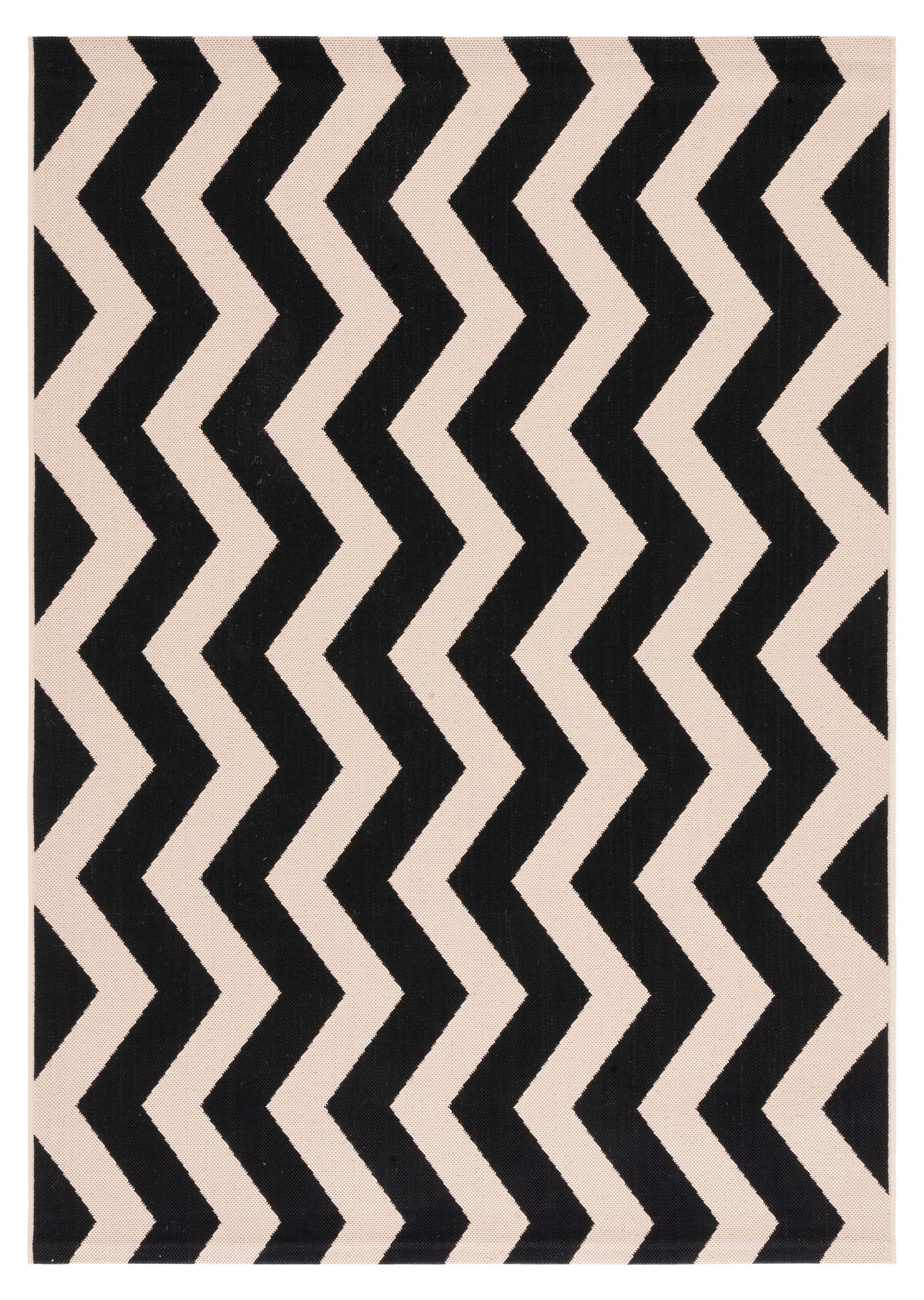 Courtyard CY6245 Power Loomed Indoor and Outdoor Area Rug - Black/Beige - 4'x5'7" - Safavieh