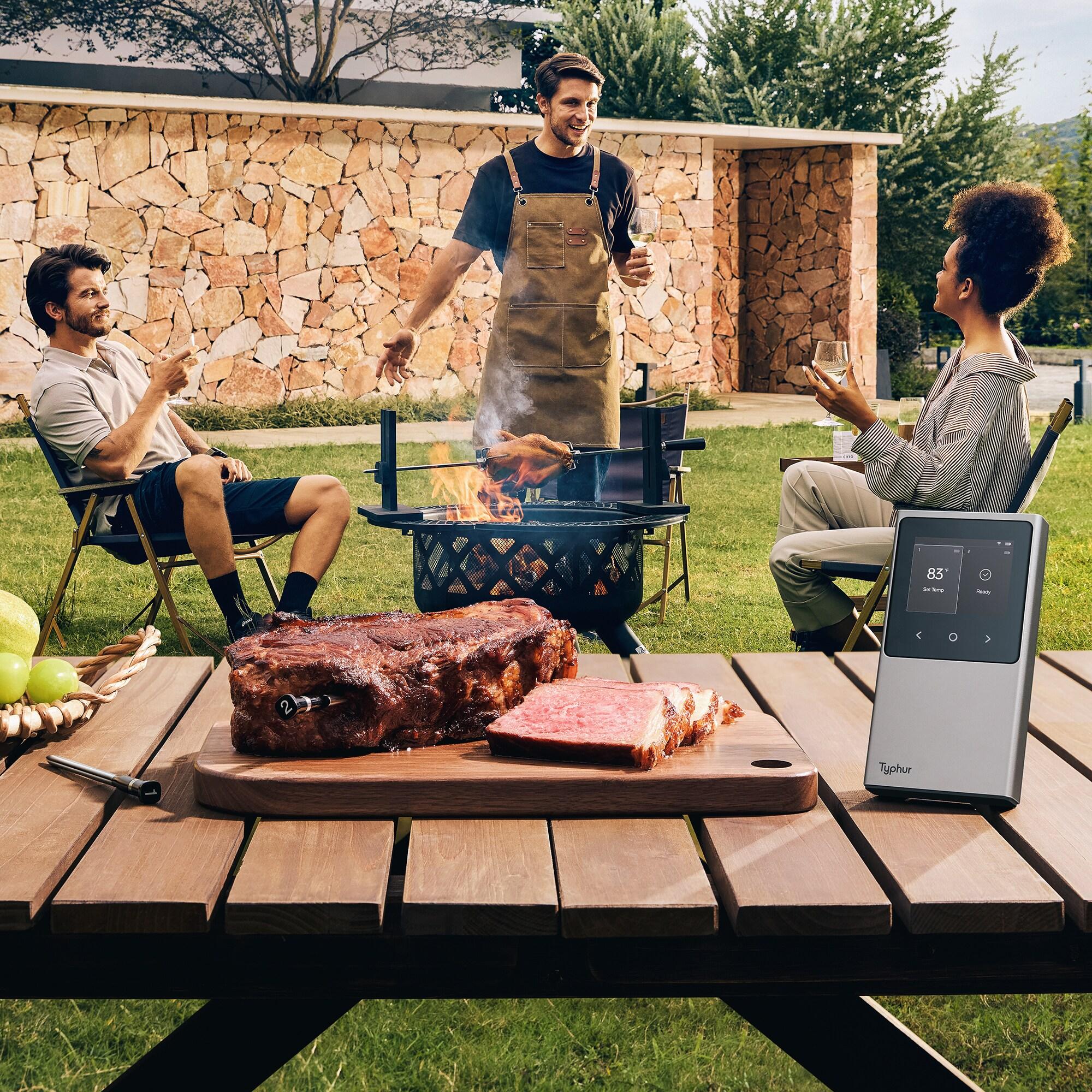 Typhur Sync Dual Wireless Meat Thermometer, Digital Food Cooking Thermometer with Bluetooth 5.4, Wifi Unlimited Range, Smart Base for Kitchen, Grill, BBQ, Oven
