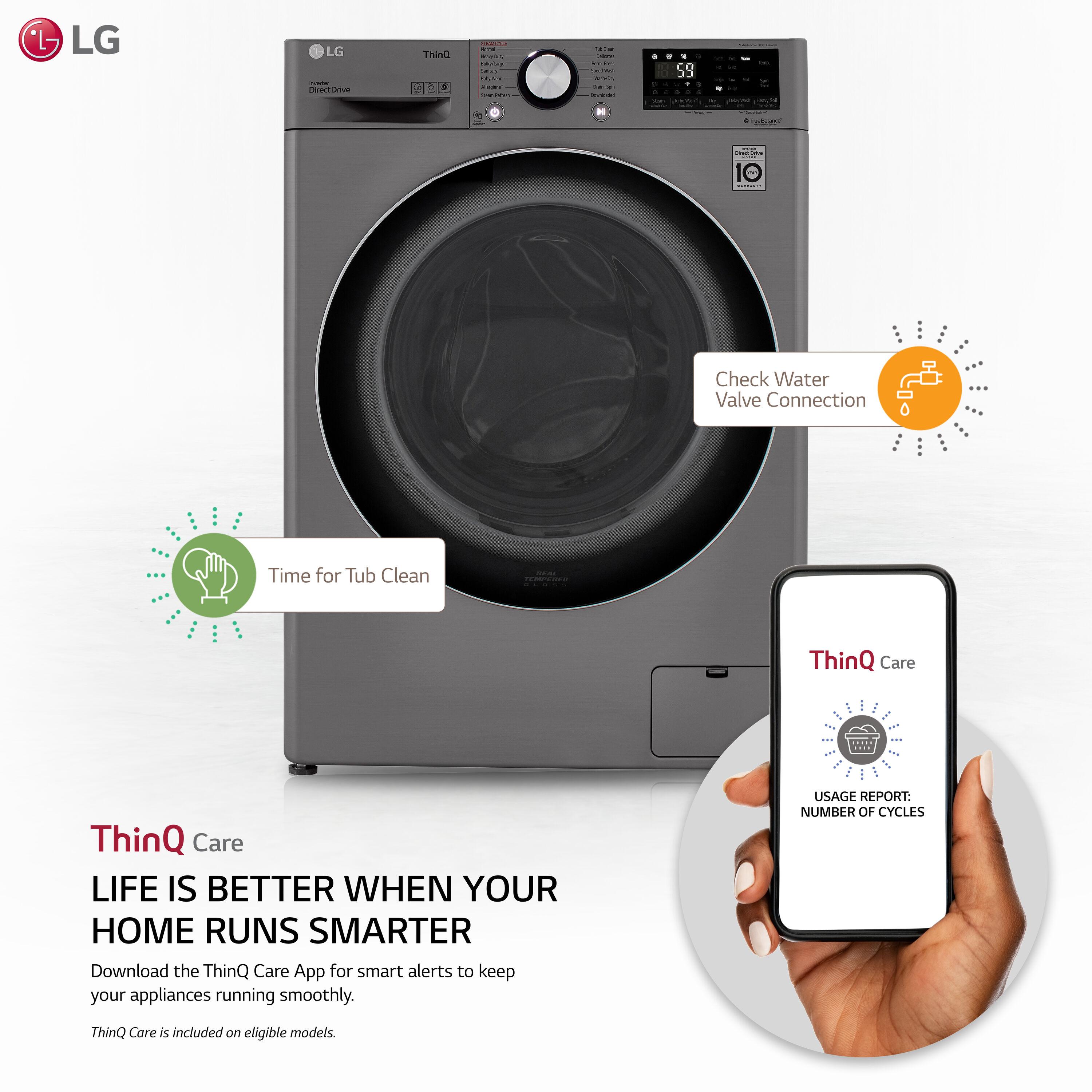 LG LG Smart Wi-Fi Enabled Compact Front Load All-In-One Washer/Dryer Combo with Built-In Intelligence, 2.4 cu. ft. WM3555HVA