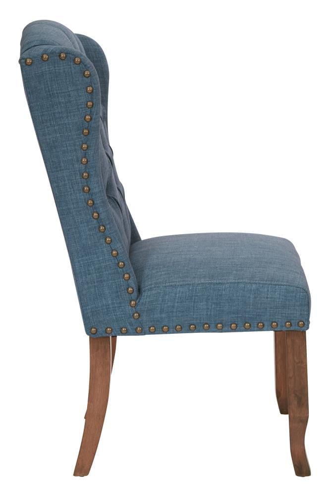 Jessica Tufted Wingback Dining Chair Navy - OSP Home Furnishings: Polyester Upholstery, Nailhead Trim, Solid Wood Legs