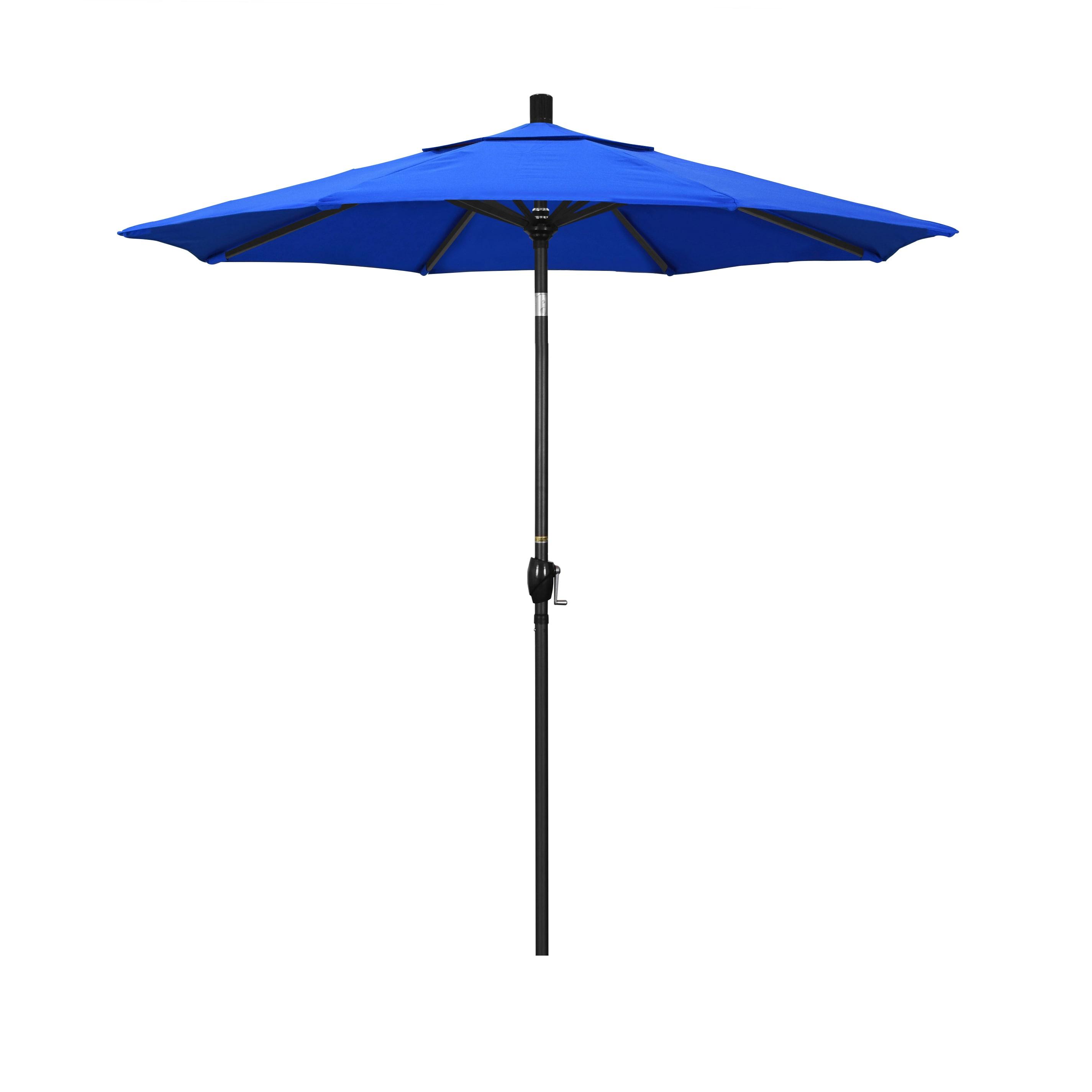 7.5 ft Pacific Blue Canvas Octagonal Market Umbrella with Black Aluminum Pole