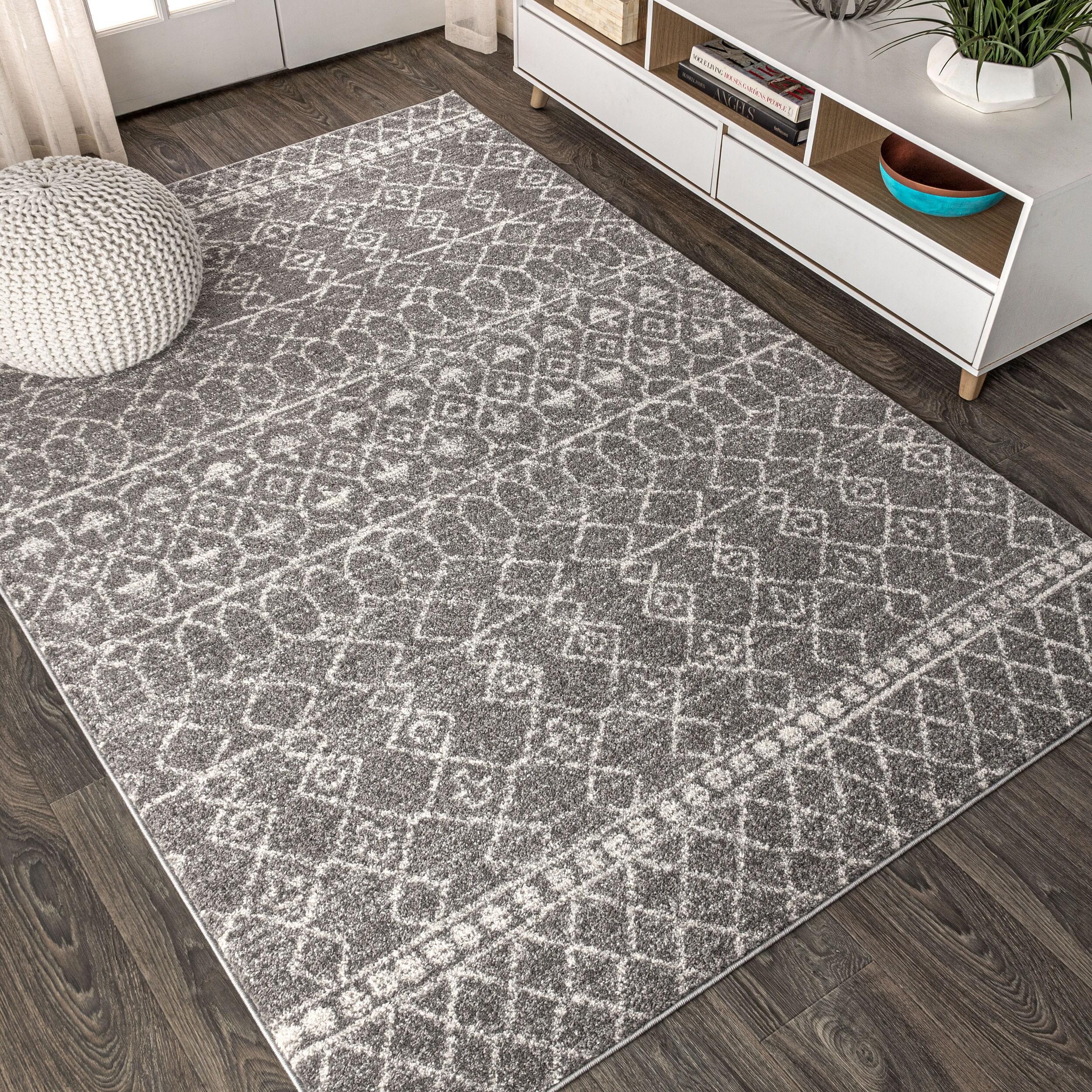 8'x10' Izil Moroccan Beni Souk Area Rug, Gray/Cream - JONATHAN Y