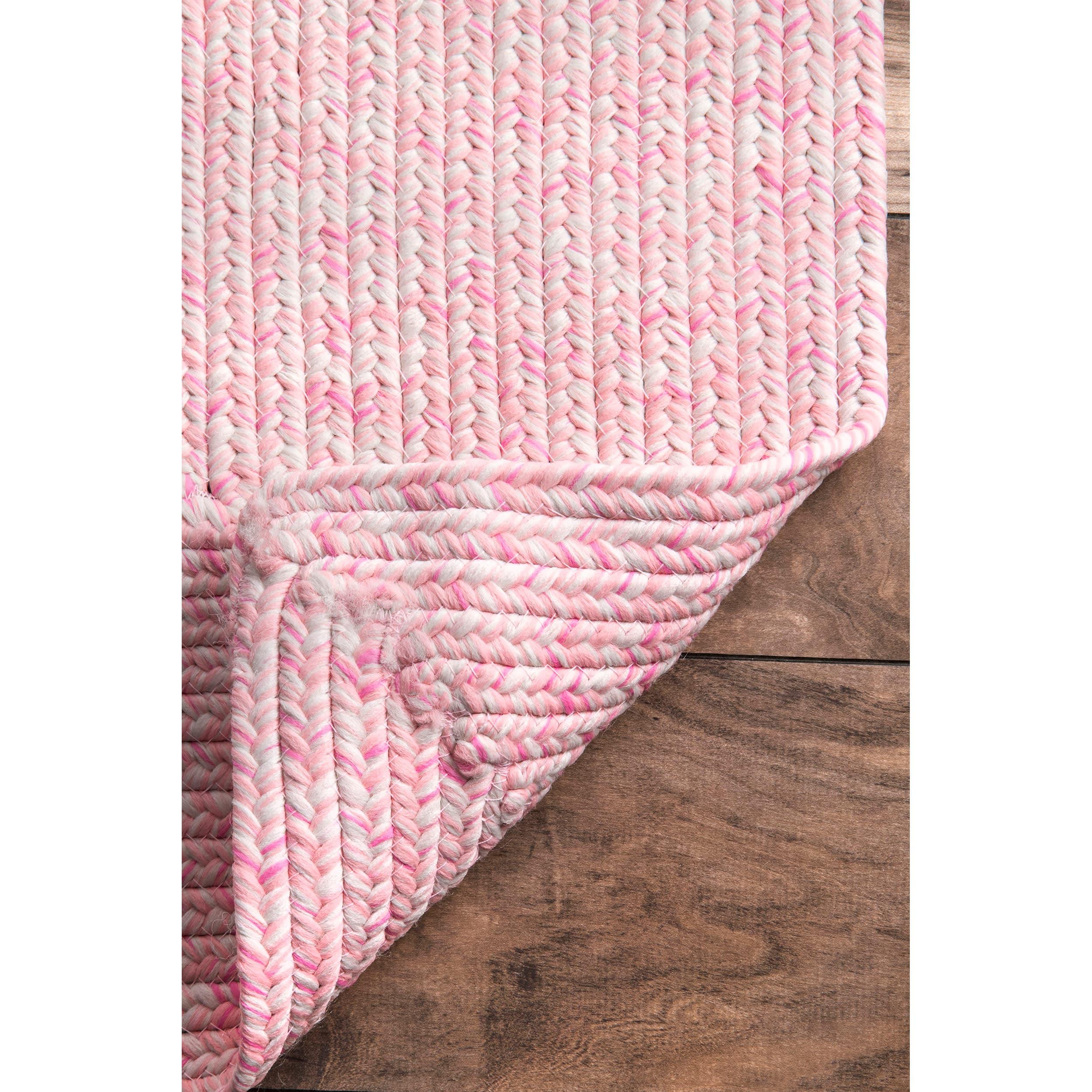 Handmade Pink Braided 25" Reversible Indoor-Outdoor Rug