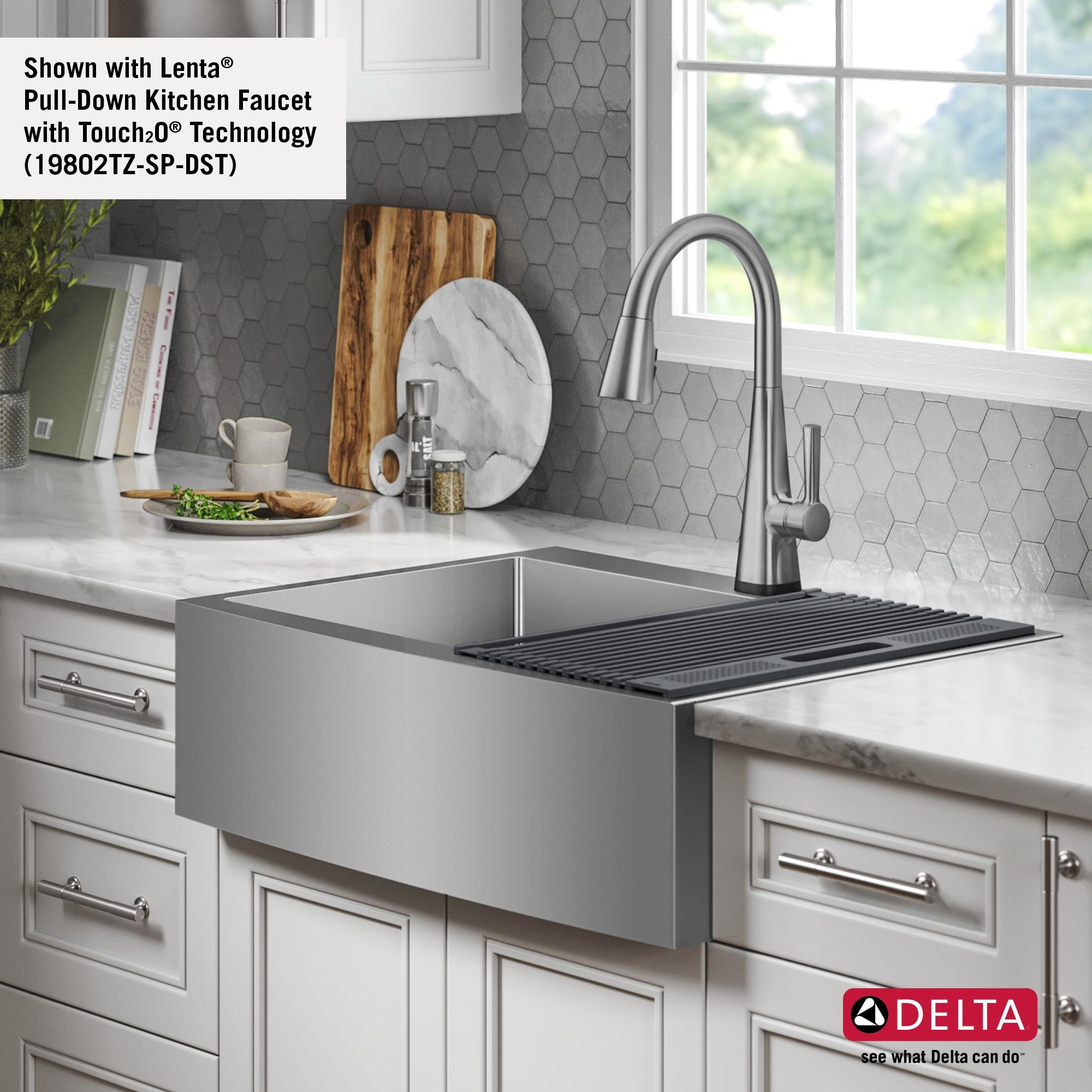 Lenta Retrofit Farmhouse Apron Front 16 Gauge Stainless Steel Single Bowl Kitchen Sink for Top Mount Installation