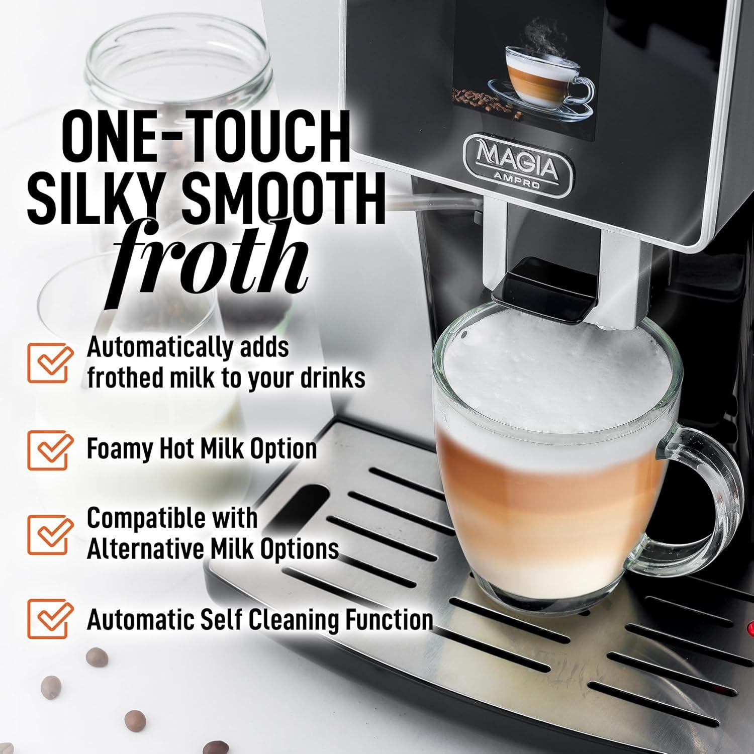 Magia AMPRO Automatic Espresso Machine with Grinder, Super Automatic Coffee Machine and Milk Frother by Zulay Kitchen