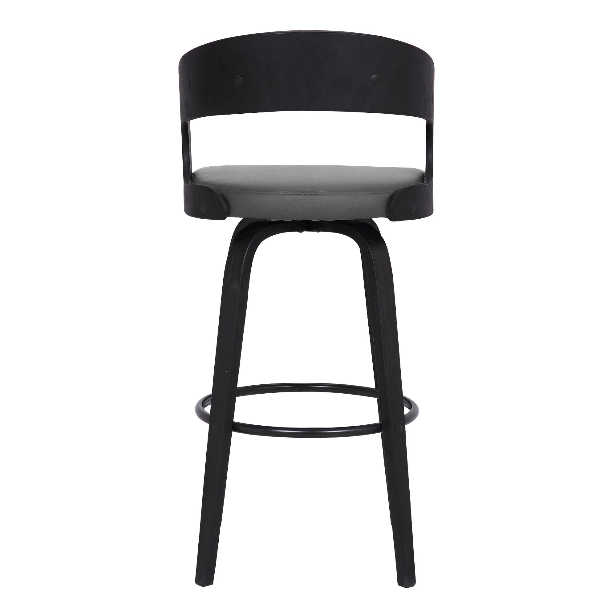 Shelly Black Wood and Metal Swivel Counter Stool