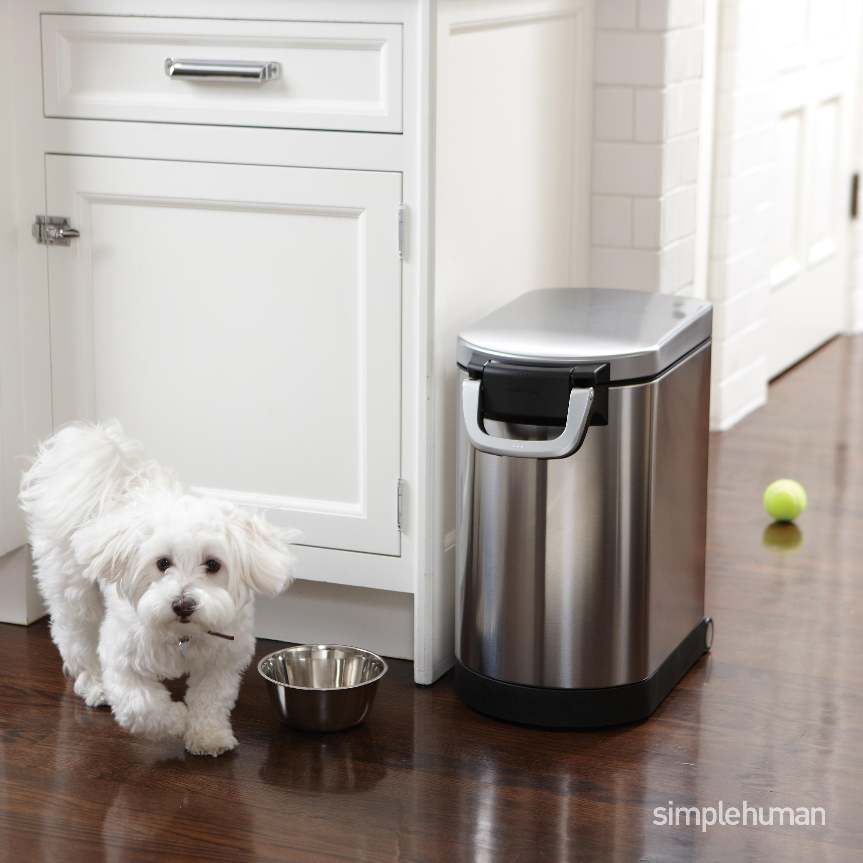 simplehuman Pet Food Storage Container Stainless Steel for Dog Food, Cat Food, and Bird Feed