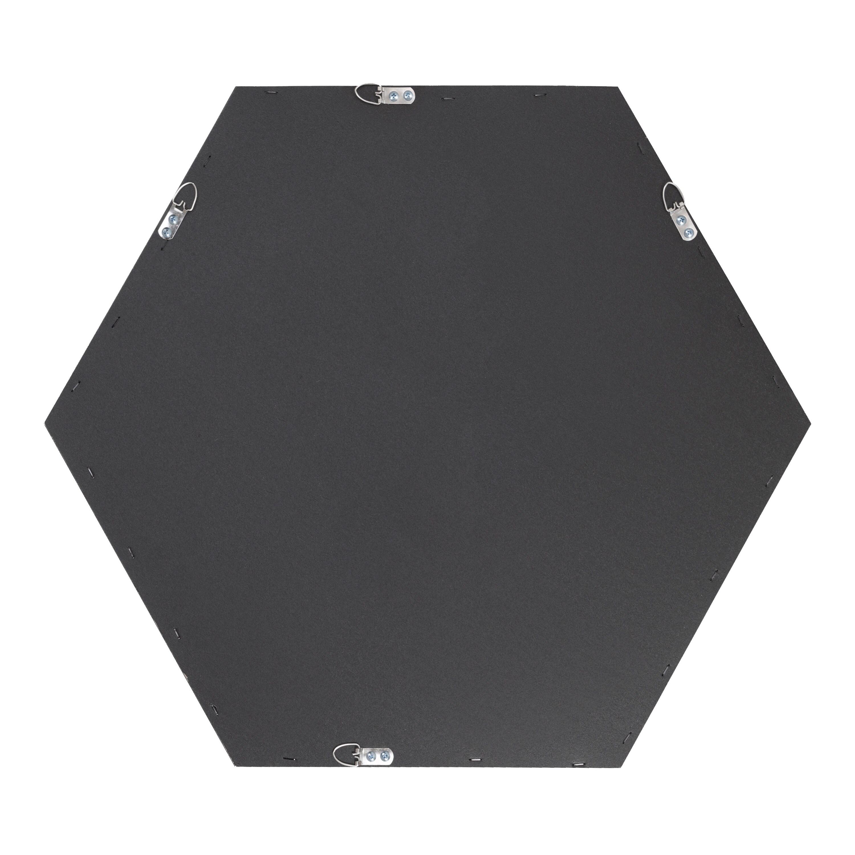 22" x 25" Rhodes Hexagon Wall Mirror Walnut Brown - Kate & Laurel: Modern Plastic Frame, No Assembly Required
