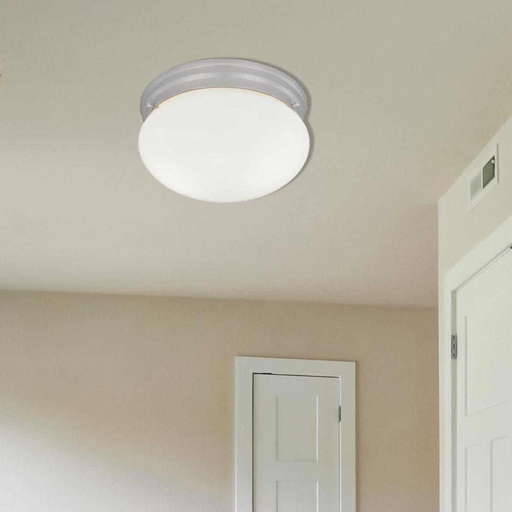 4732-WH-Designers Fountain-2 Light Flush Mount With Satin Etched Glass Globe