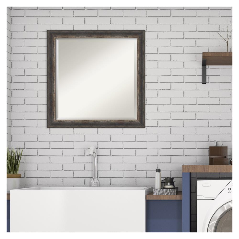 Bronze Bark Texture Rectangular Wood Vanity Mirror 30x30