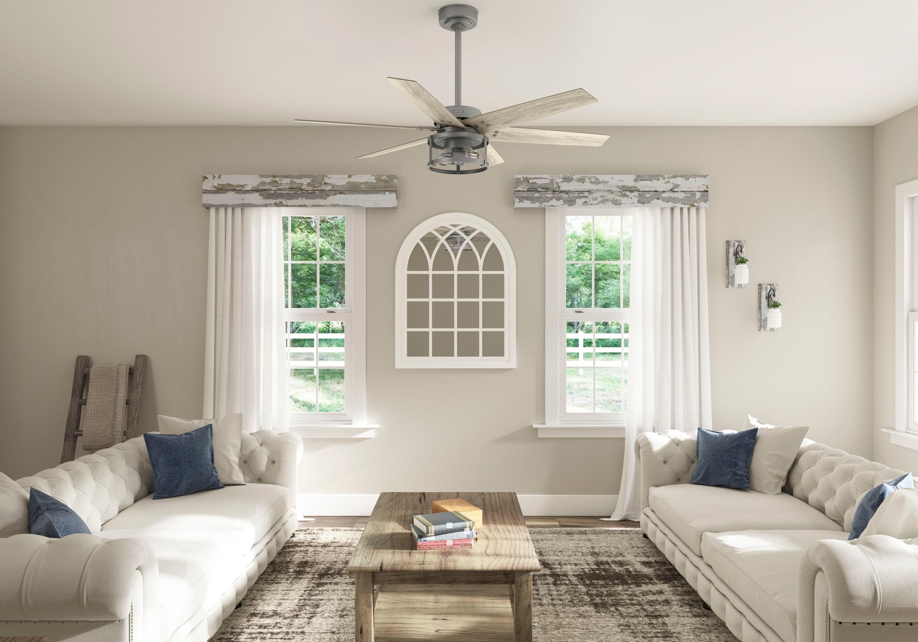 52" Houston 6 - Blade Ceiling Fan With LED Light Kit And Handheld Remote