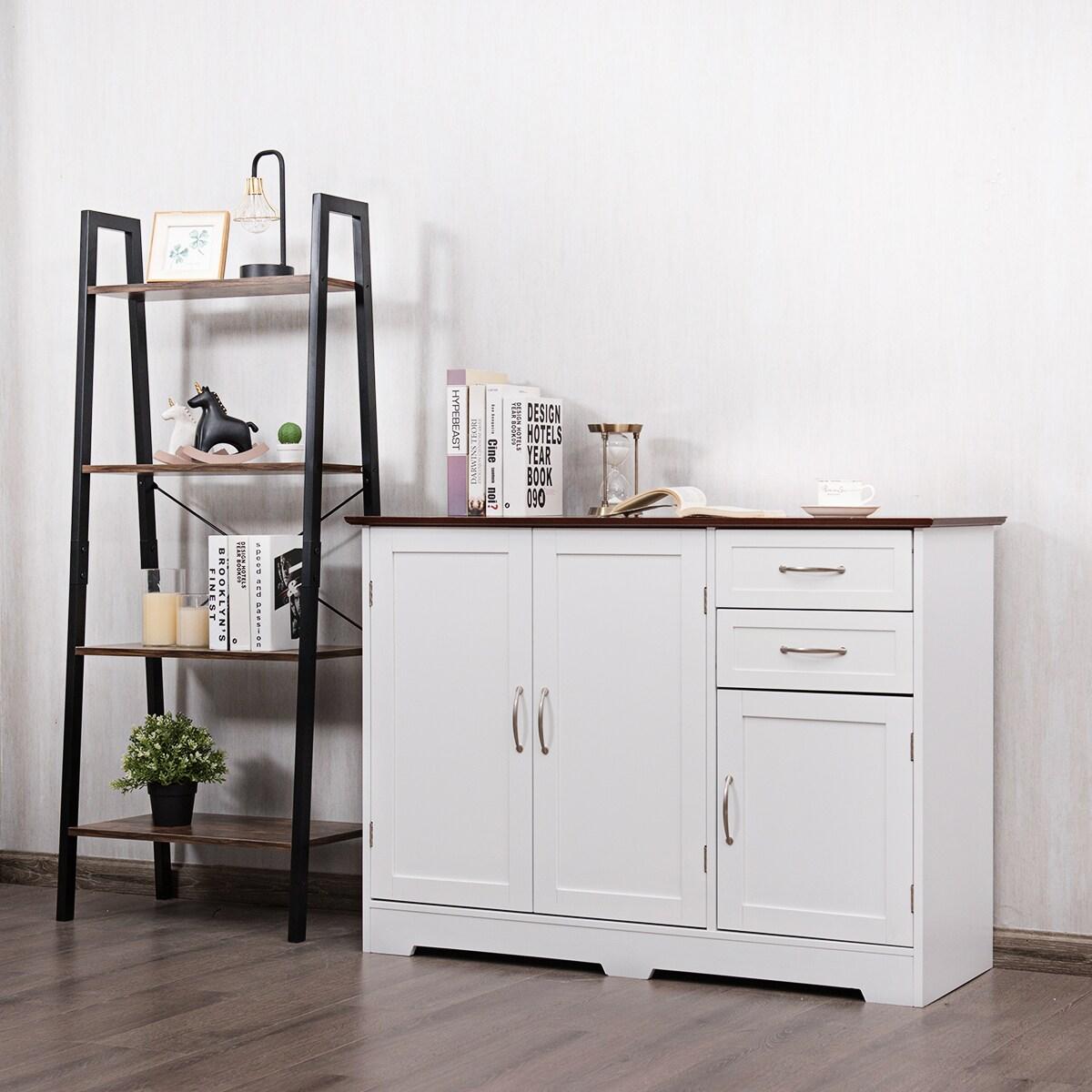 Buffet Server Storage Cabinet With 2-Door Cabinet And 2 Drawers