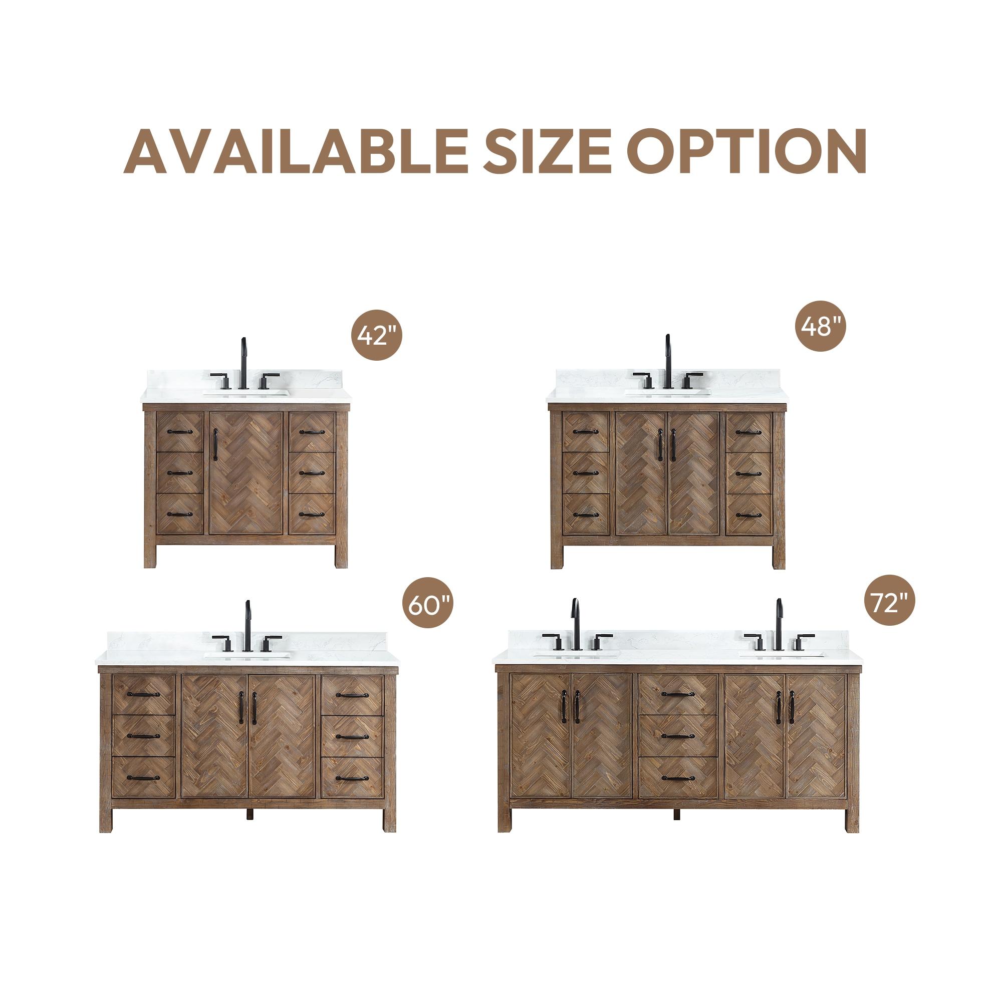 Javier 48" Bath Vanity in Spruce Antique Gray with White Grain Composite Stone