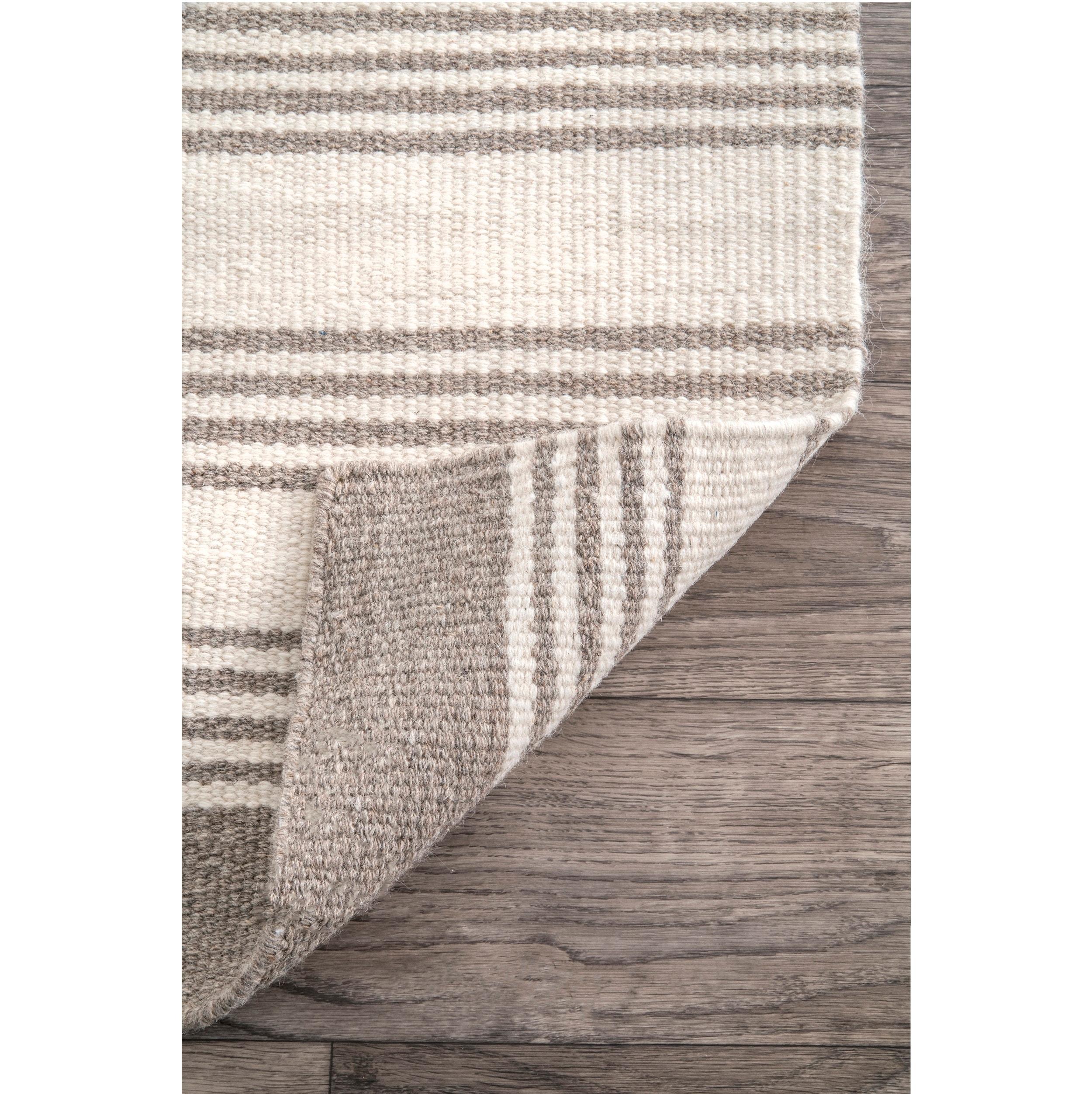 Highland Dunes Striped Cotton/Wool Beige Area Rug