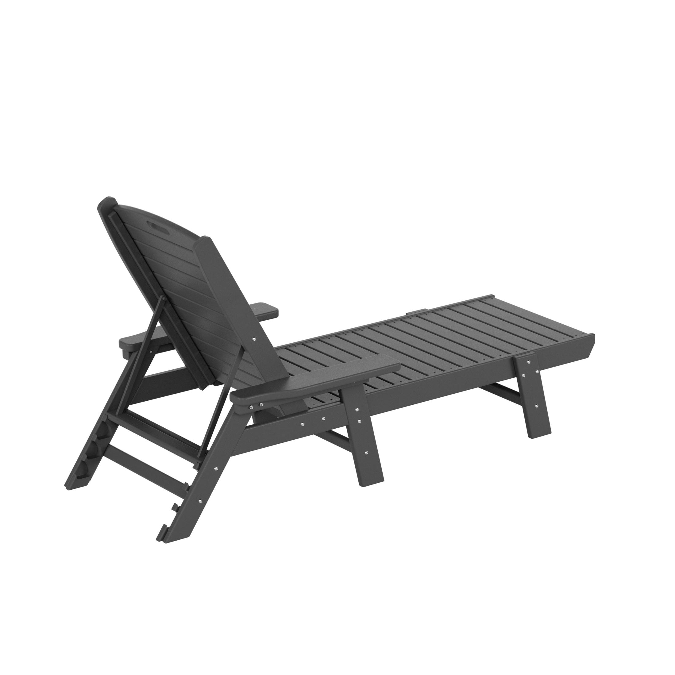 SERWALL Patio Chaise Lounge Chair Set of 2, 78'' Long 5-Positions Adjustable HDPE Outdoor Lounge Chair Grey