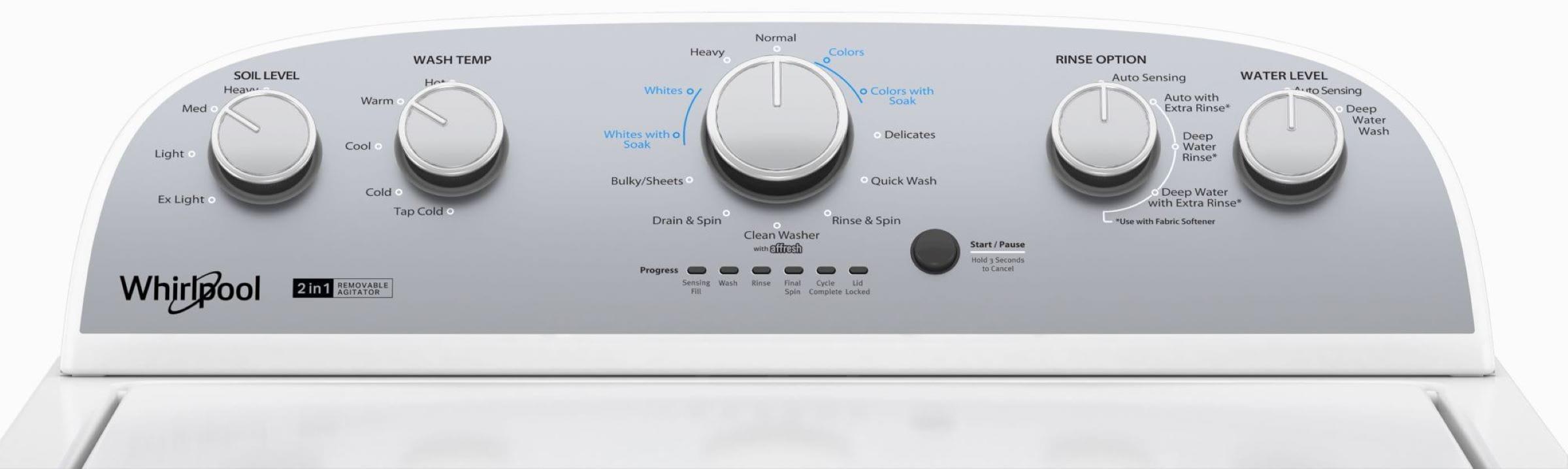 Whirlpool® Brand New WTW4957PW, 3.8-3.9 Cu. Ft. 2 in 1 Top Load Washer with Removable Agitator Capacity 3.8 Cu ft