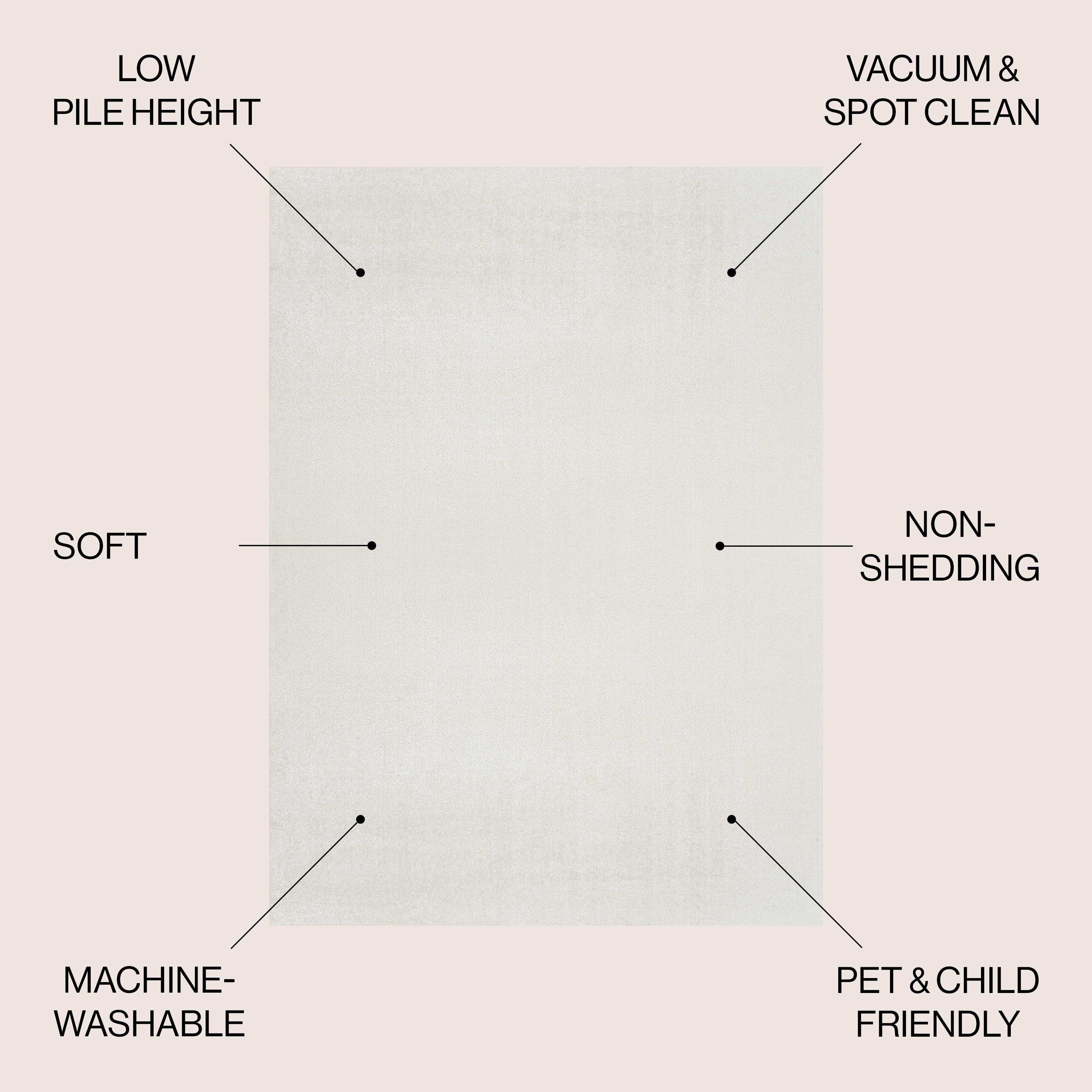 JONATHAN Y Twyla Classic Solid Low-Pile Machine-Washable Cream 4 ft. x 6 ft. Area Rug