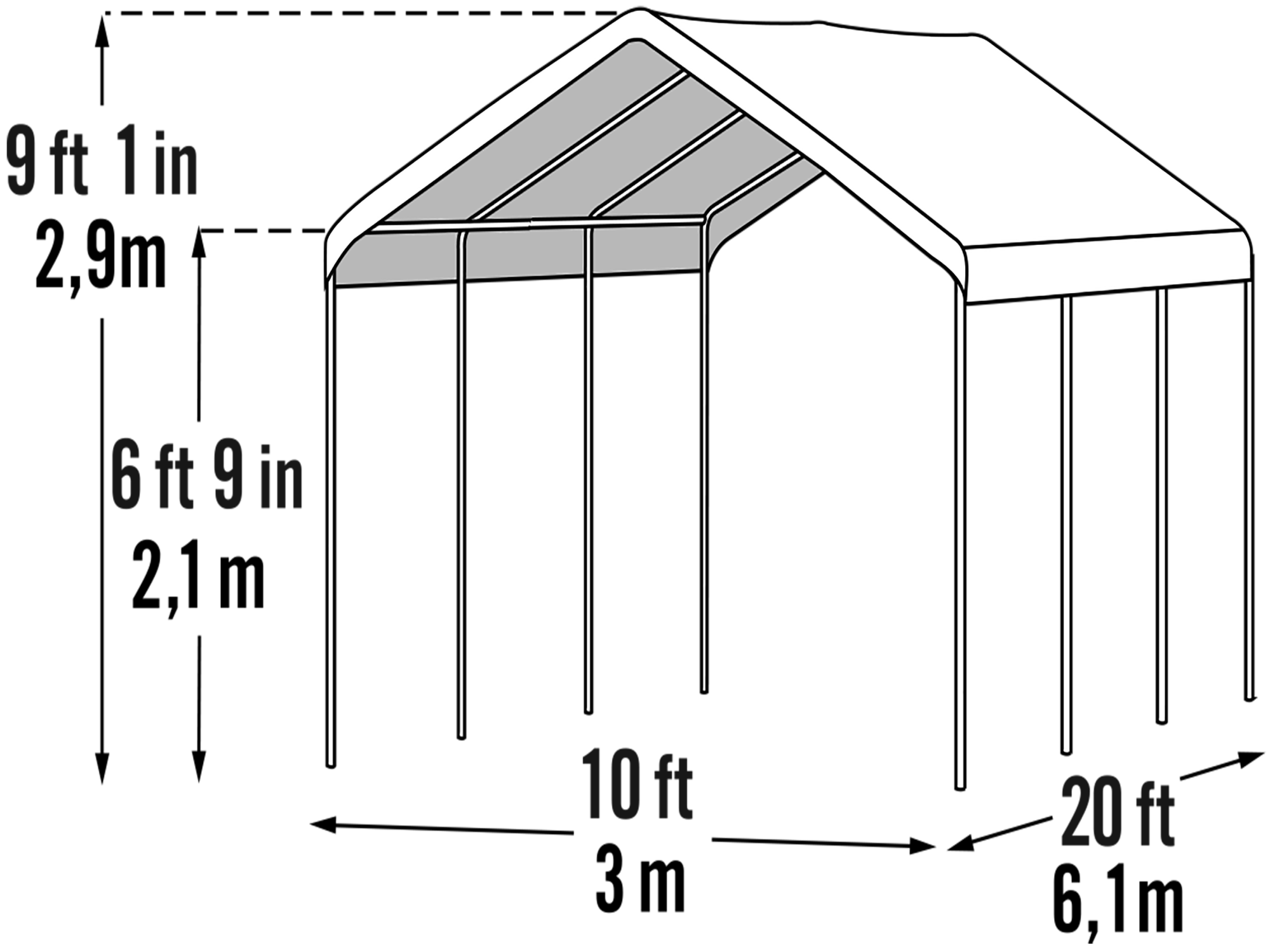 ShelterLogic 10 Ft. W x 20 Ft. D Canopy