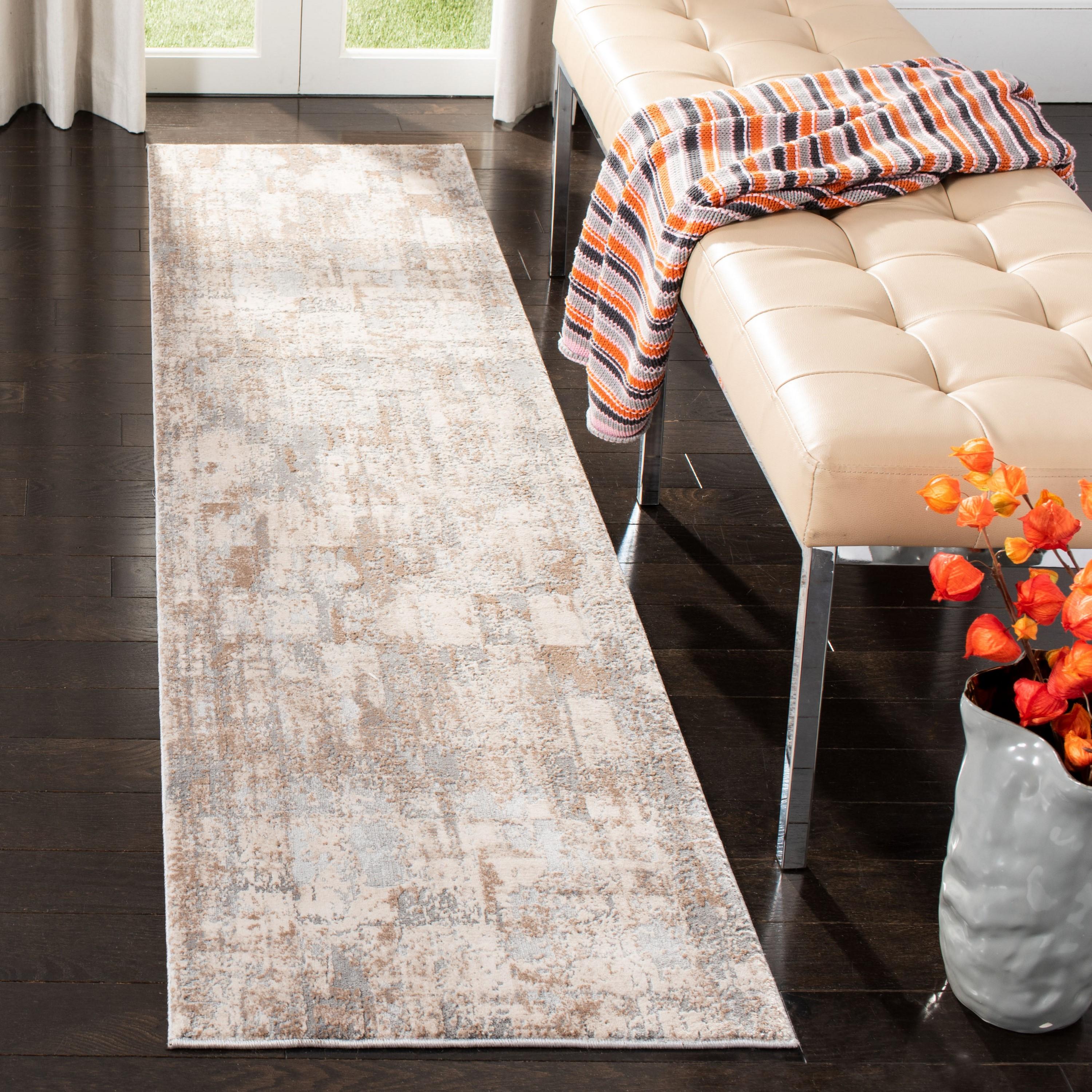 Invista INV435 Power Loomed Runner Rug - Cream/Beige - 2'x8' - Safavieh