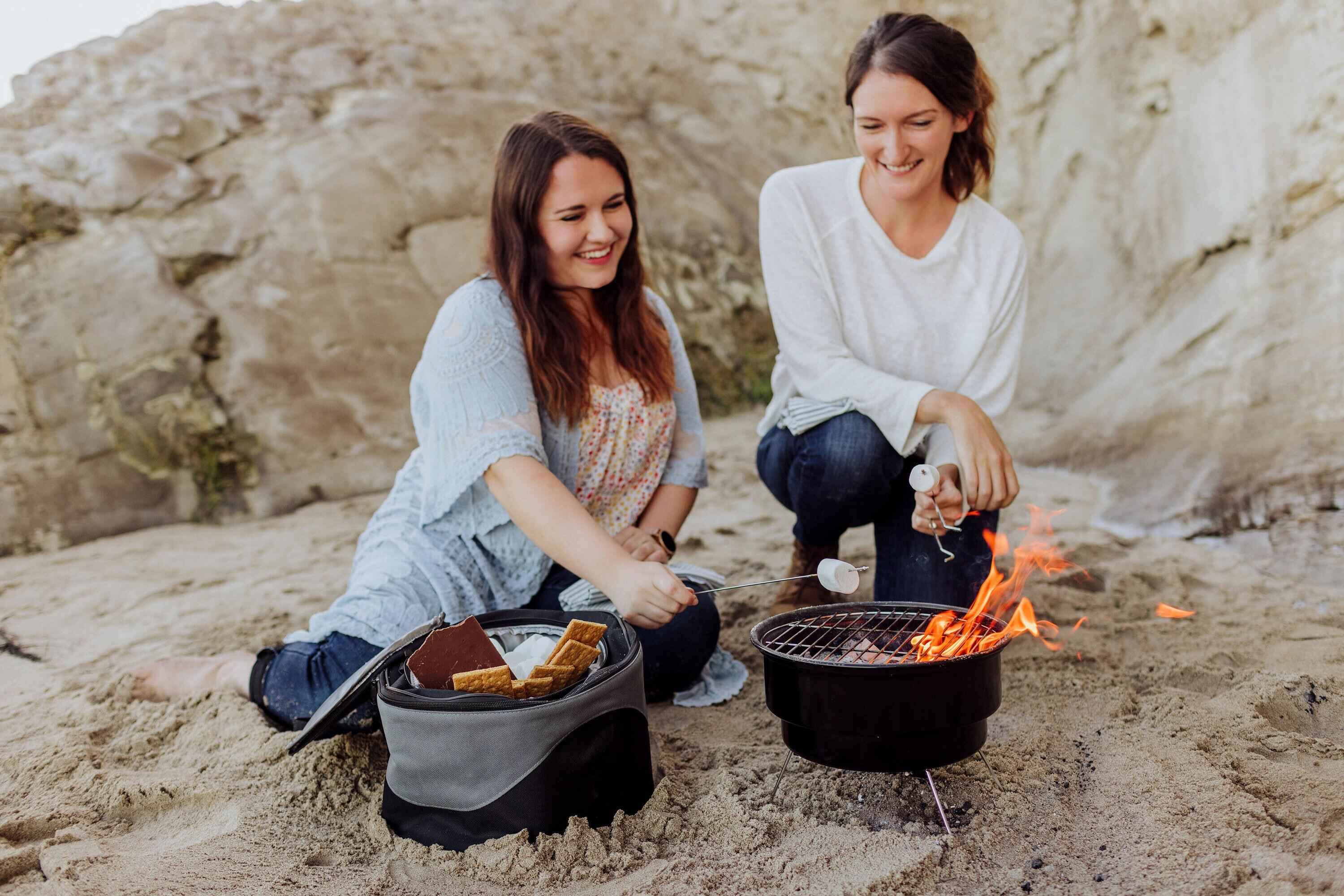 10 in.Caliente Round Portable Cooler/Charcoal Grill in Black