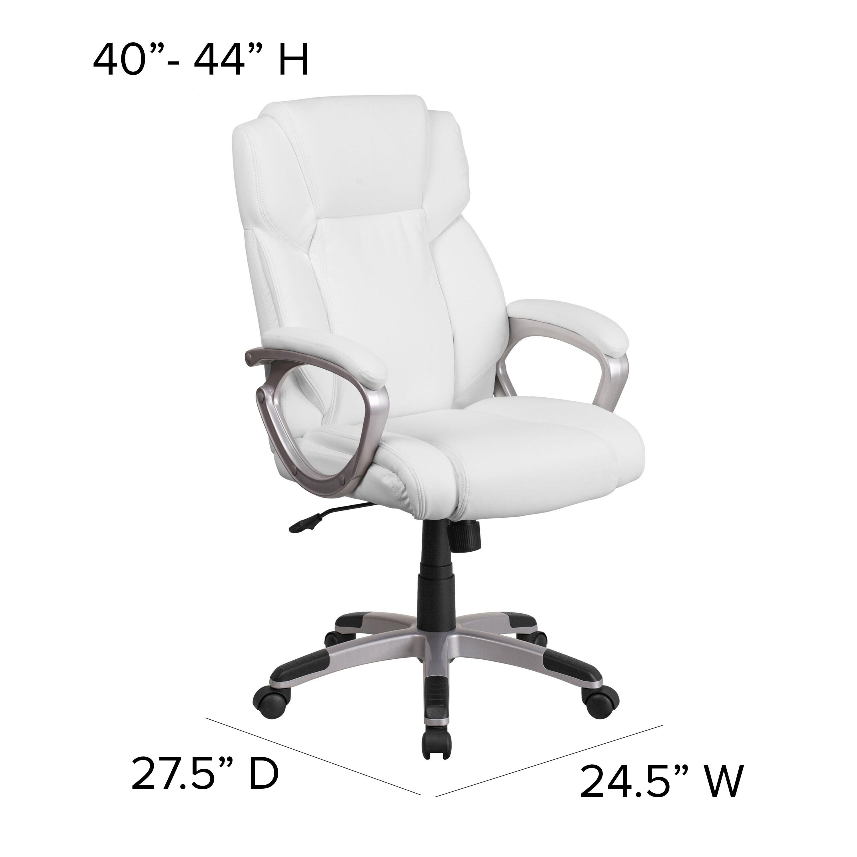 Flash Furniture Mid-Back White LeatherSoft Executive Swivel Office Chair with Padded Arms