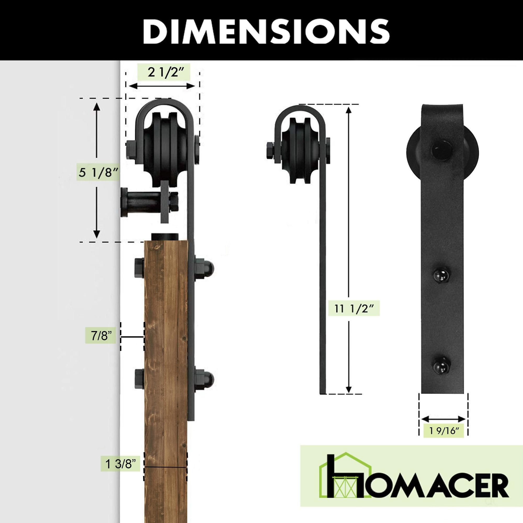 Homacer H Design Color Solid Pine Wood Unassembled Door with Black Rustic Installation Hardware Kit