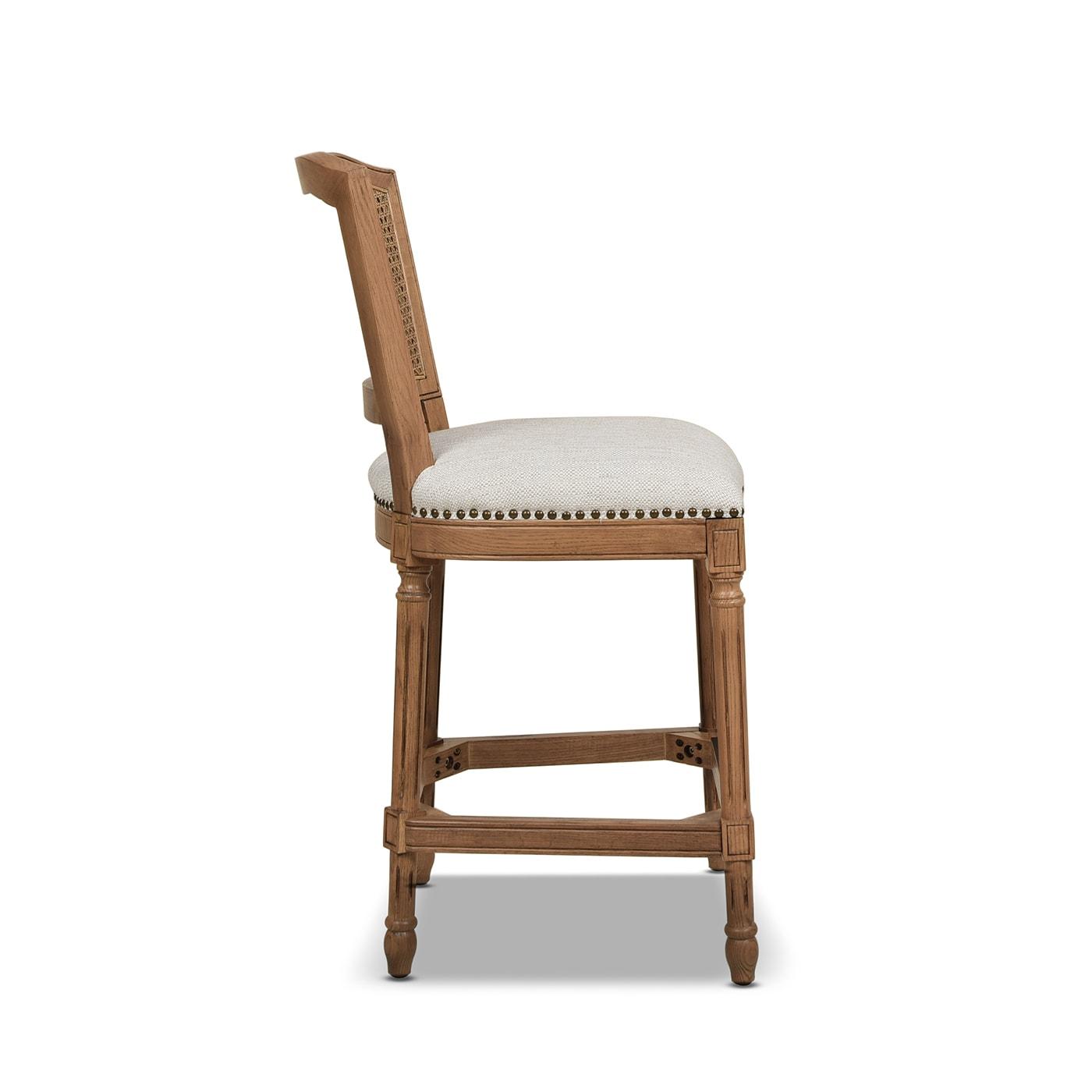 Triomphe Rattan Wicker Counter Bar Stool White Pepper Stain Resistant Polyester