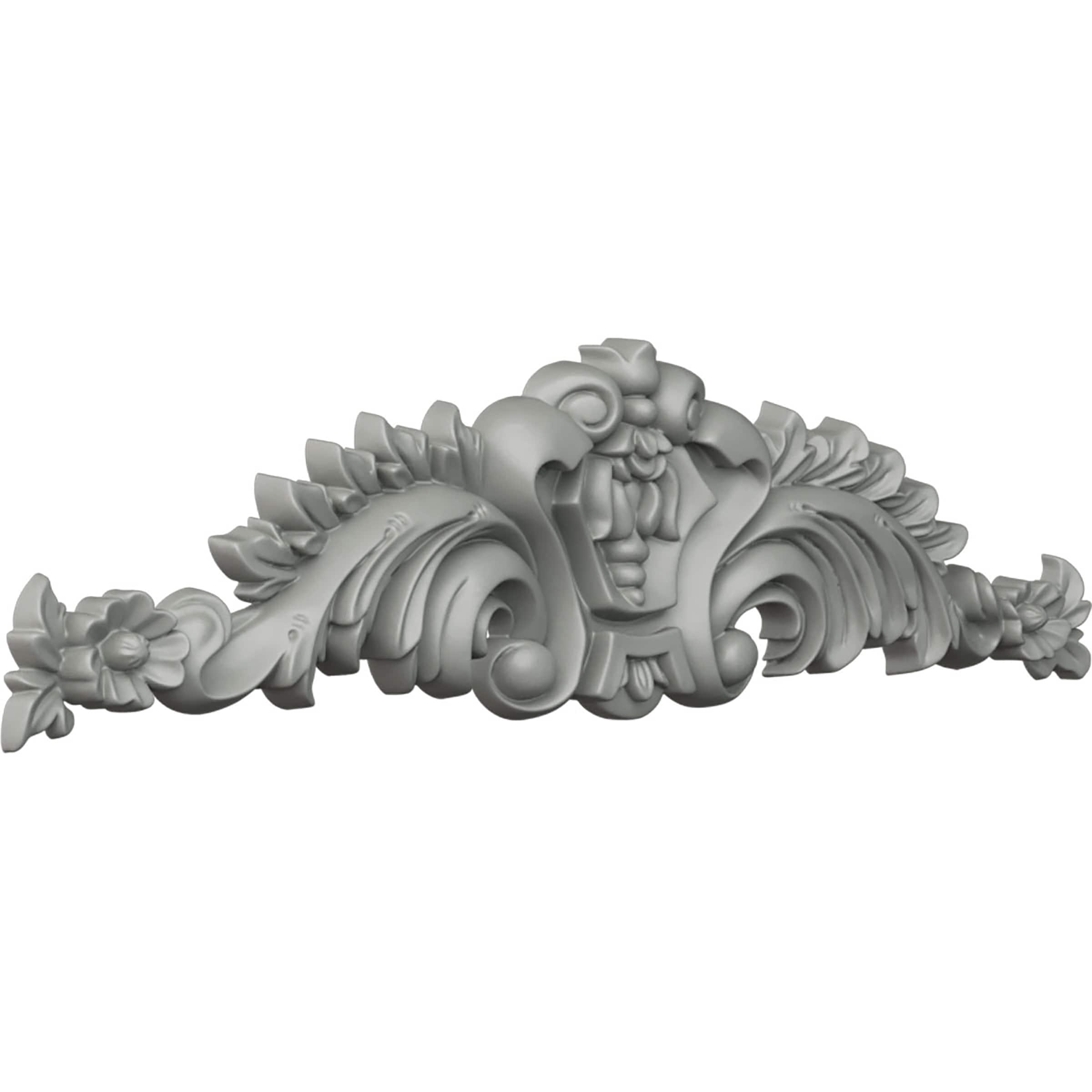 Medium Gray Polyurethane Scroll Center Applique