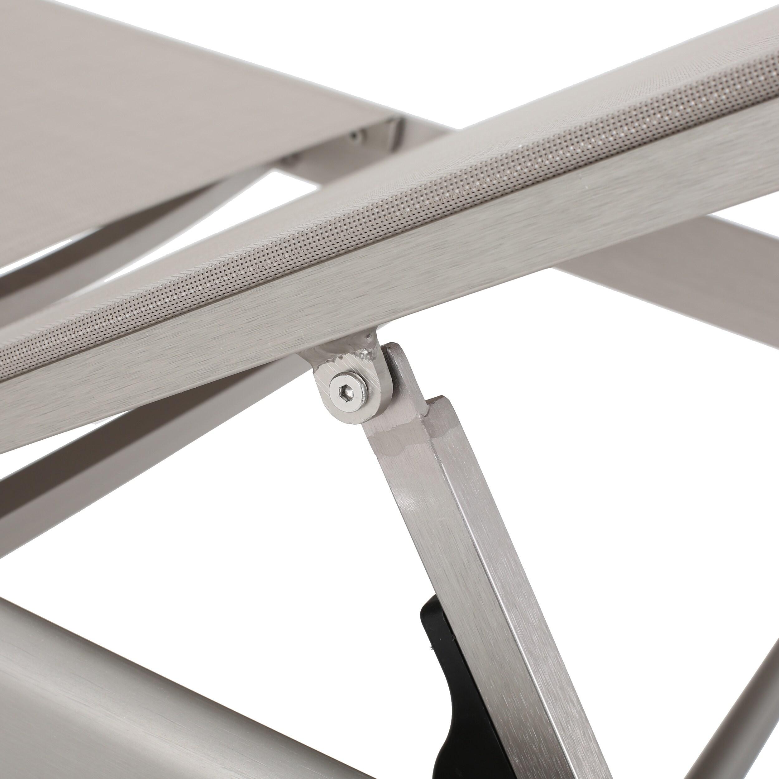 GDFStudio Cape Coral Outdoor Mesh and Aluminum Armless Adjustable Chaise Lounges (Set of 4), Gray/Siver