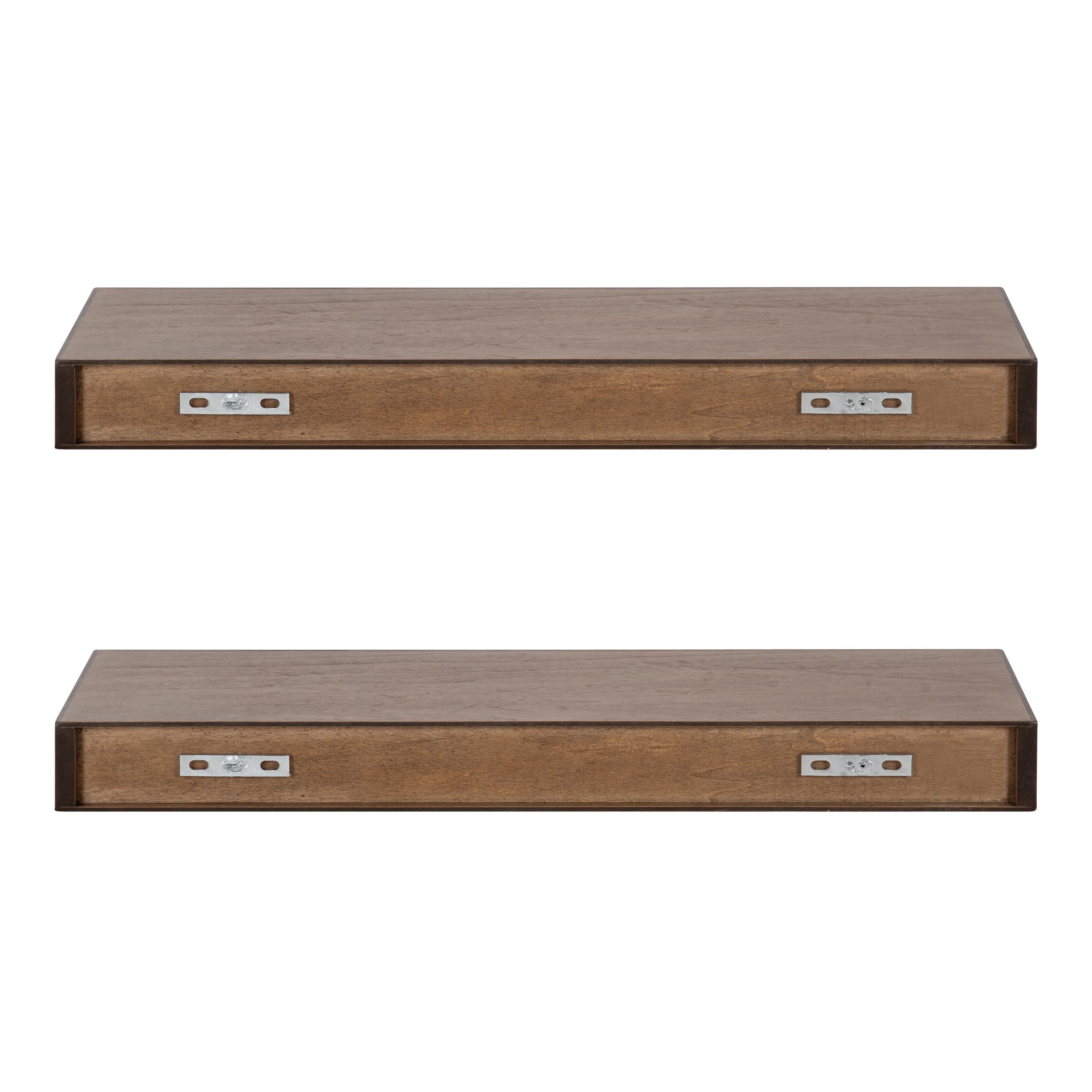 Kate & Laurel All Things Decor 2pc 24" Havlock Wood Shelf Set Rustic Brown: No Assembly, Open Design